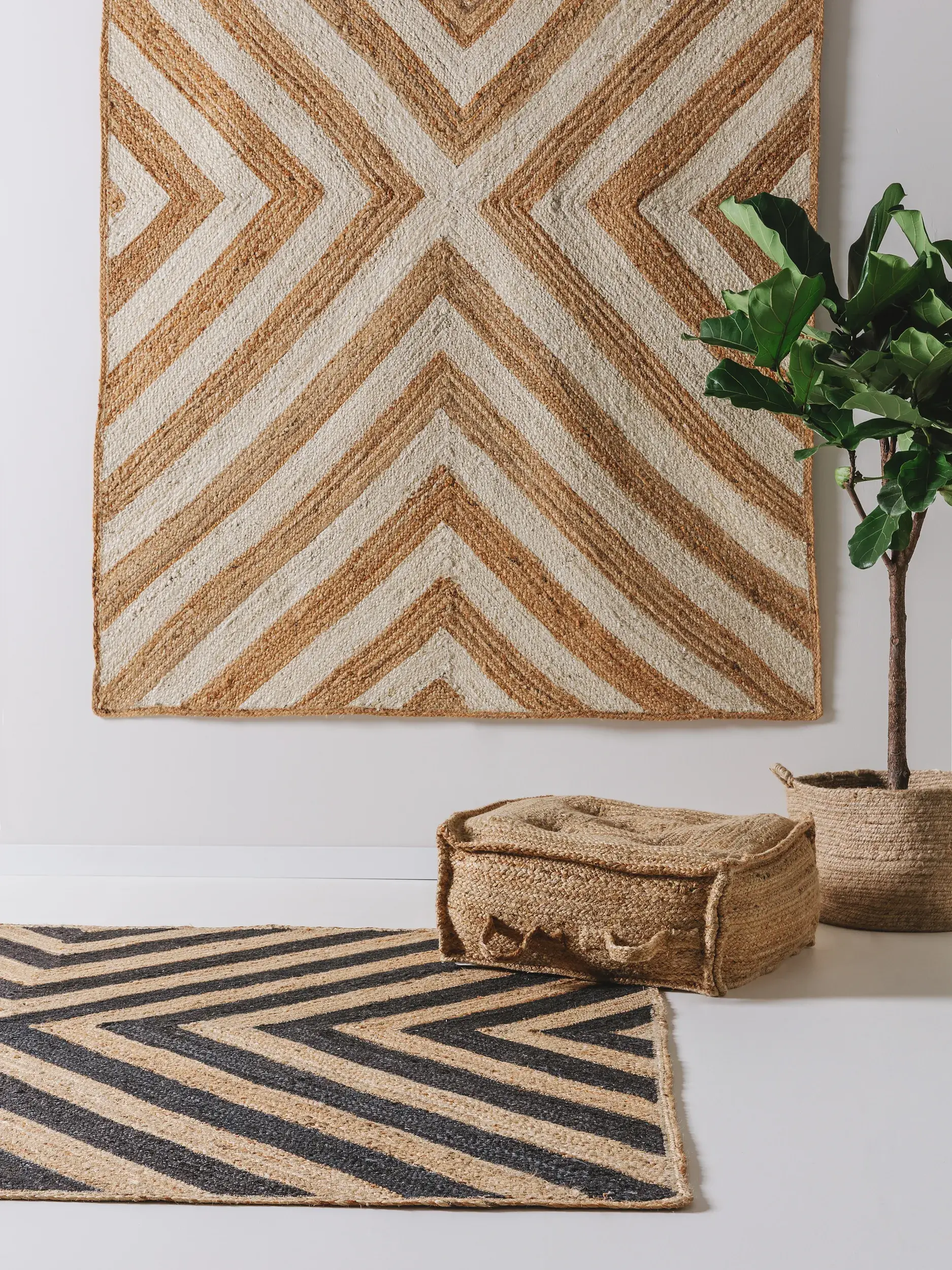 Teppich Britt aus 100% Jute in Weiß von benuta Pop