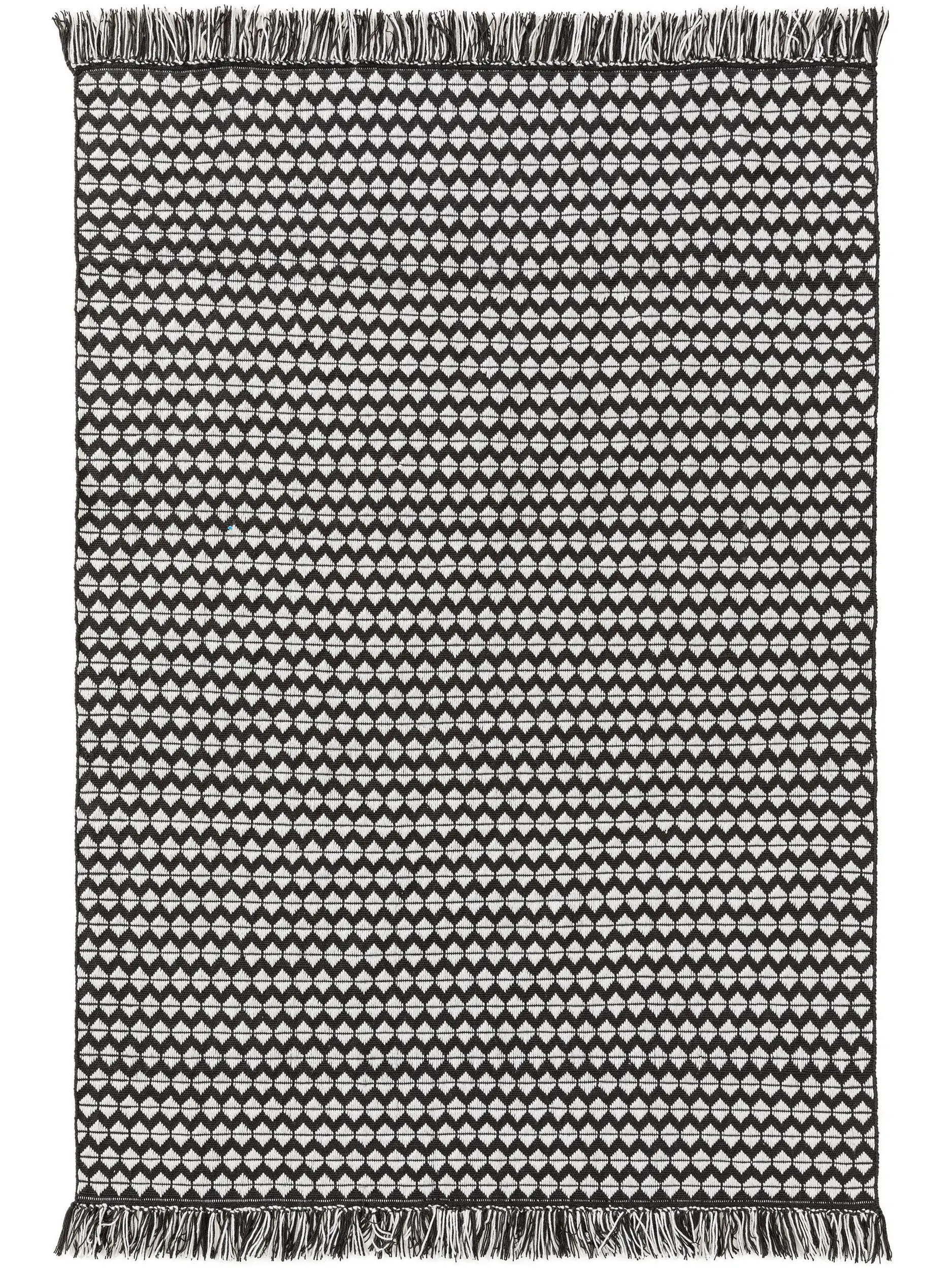 Matto 100% Polyester (recyceltes PET)a värissä Schwarz/Weiß 100% Polyester (recyceltes PET) korkealla nukalla merkiltä benuta Pure