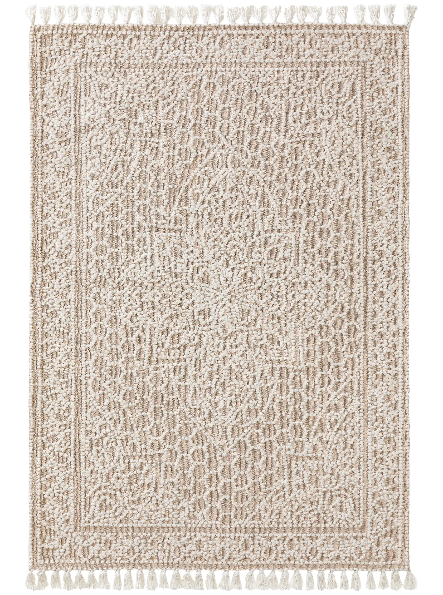 Teppich aus 100% Polyester (Microfiber) in Beige mit 100% Polyester (Microfiber) hohem Flor von benuta Nest
