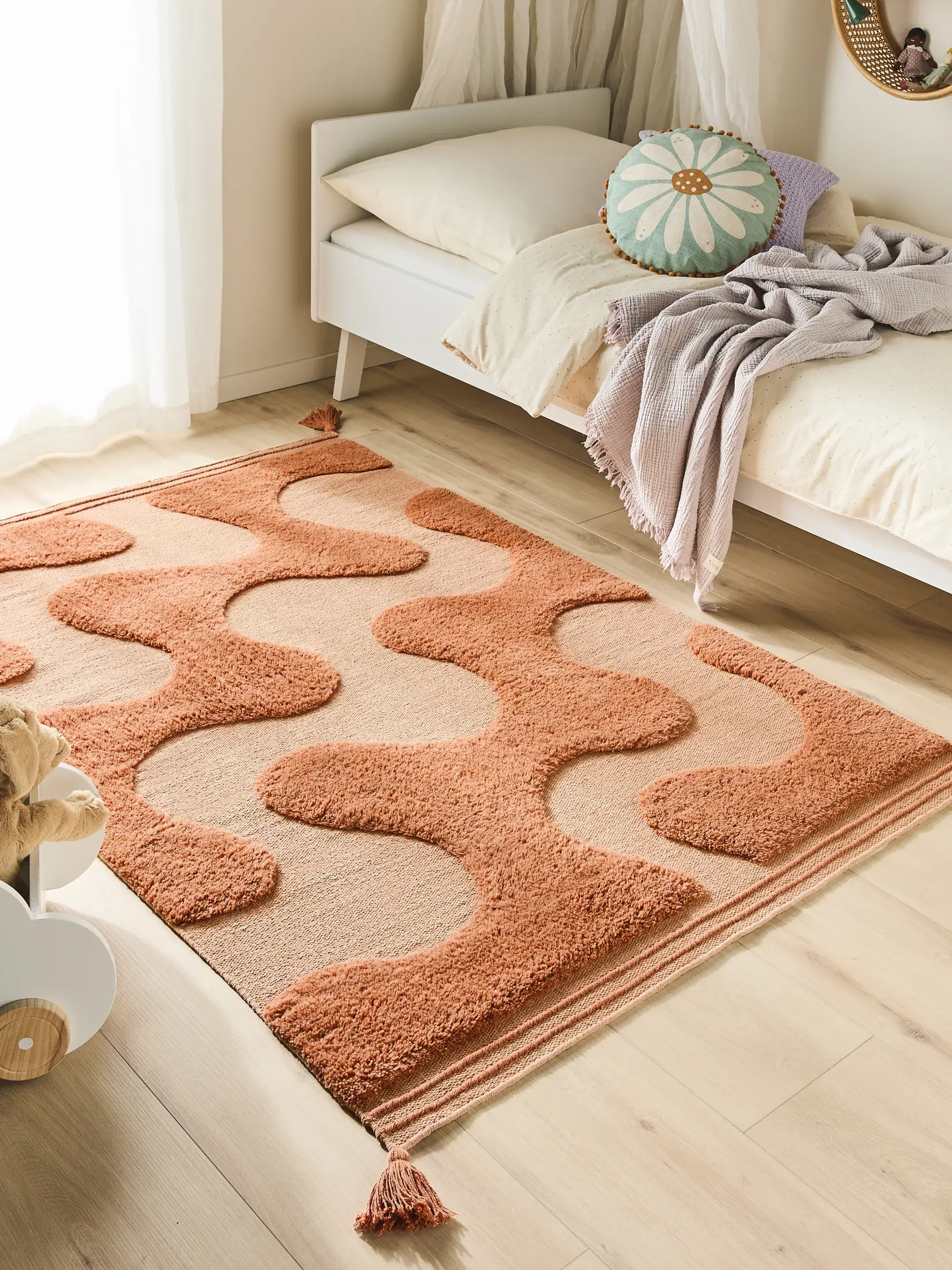 Rug made of 60% Baumwolle, 40% Wolle in Rosa with a 60% Baumwolle, 40% Wolle high pile by Lytte