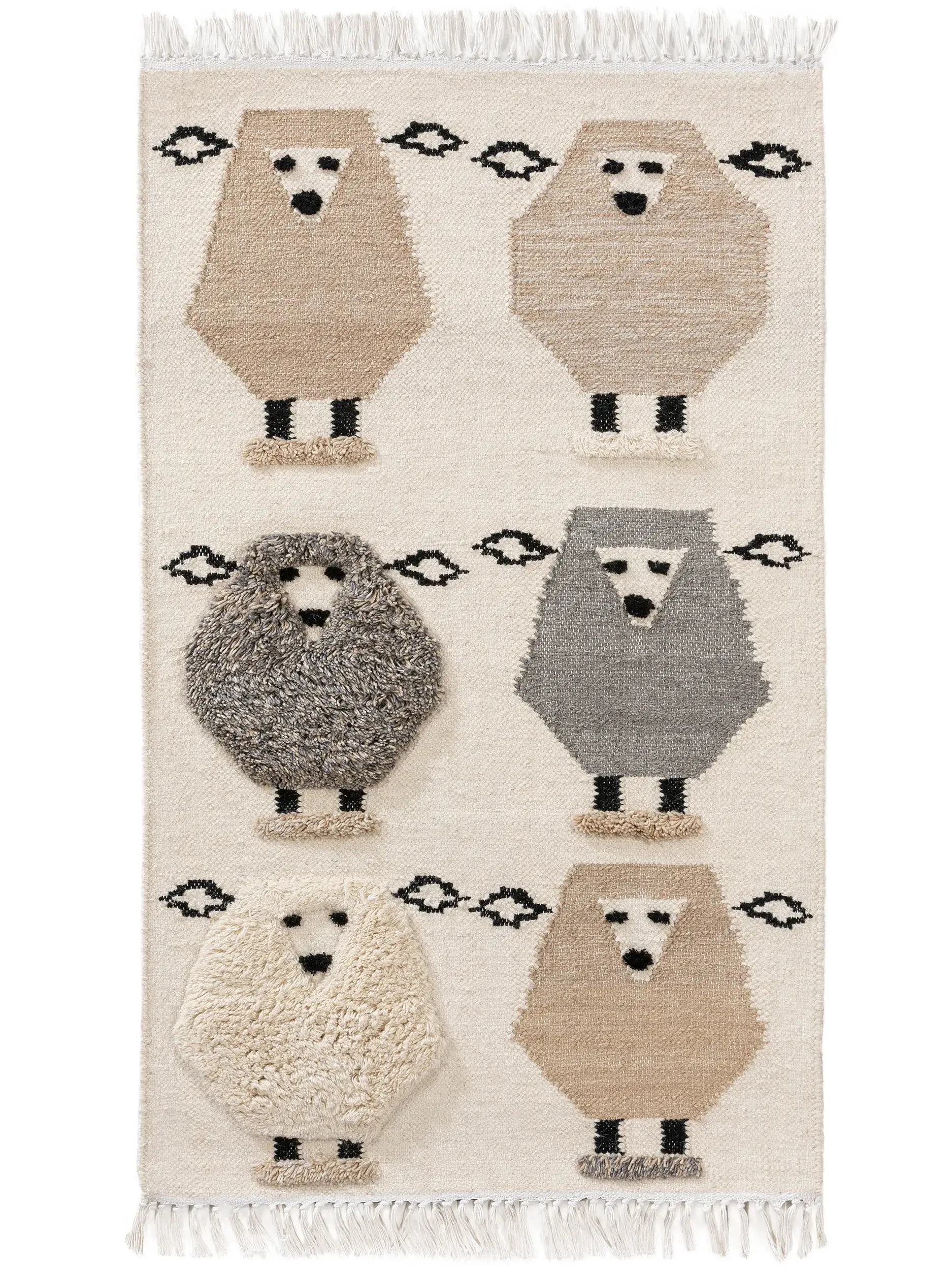 Teppich aus 80% Wolle, 20% Polyester in Beige mit 80% Wolle, 20% Polyester hohem Flor von Lytte