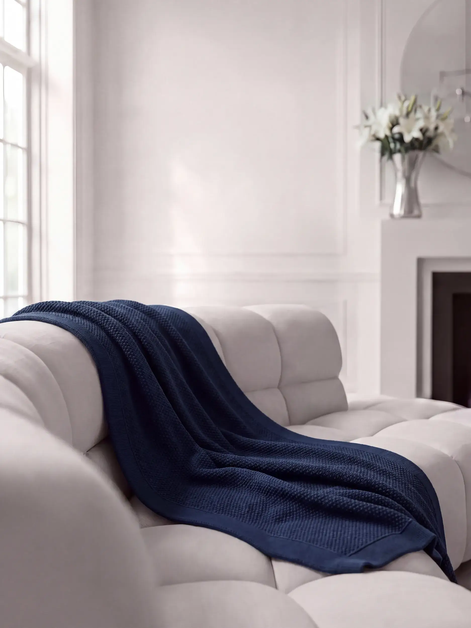 Katoenen deken Helma Blauw van benuta Pure
