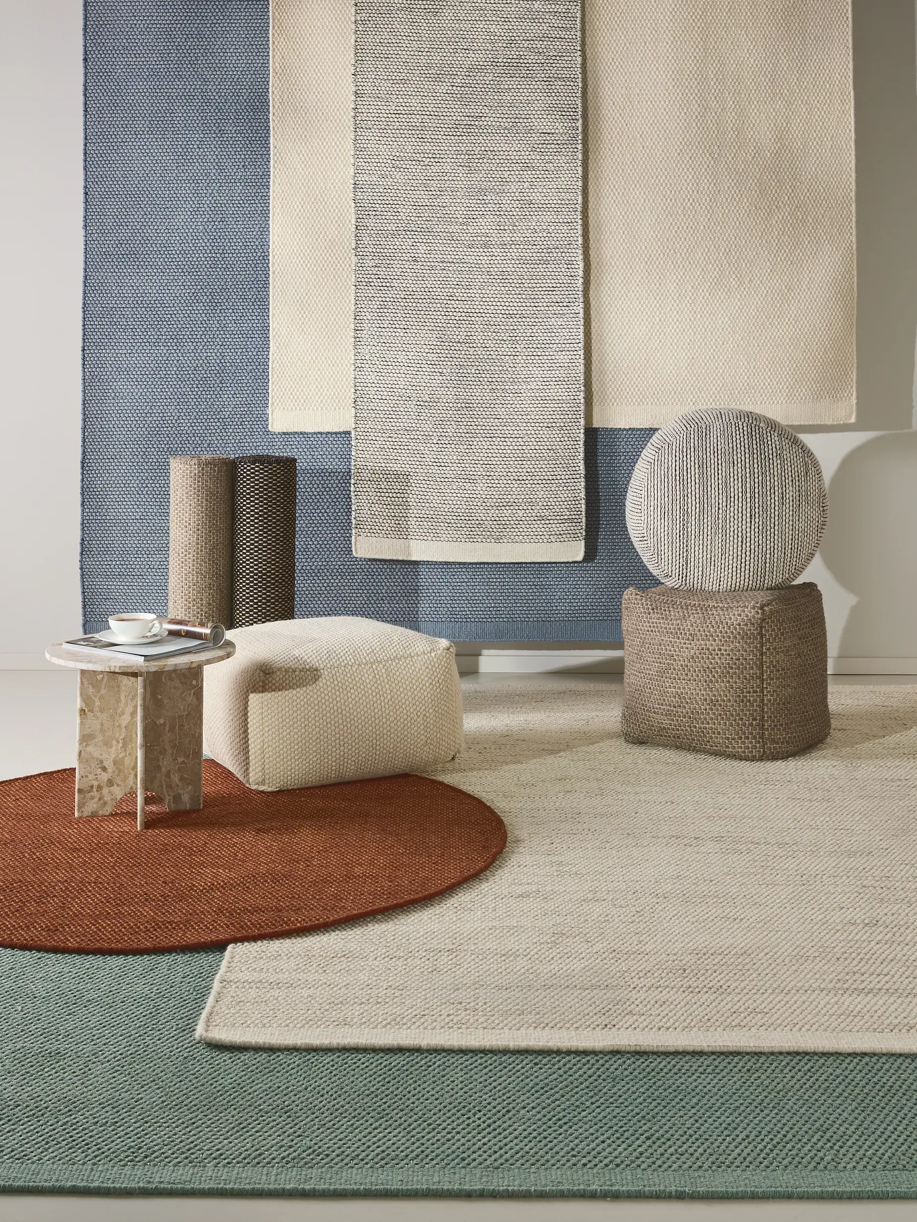 Tappeto Rocco di 80% Lana, 20% Cotone in Azzurro di benuta pure