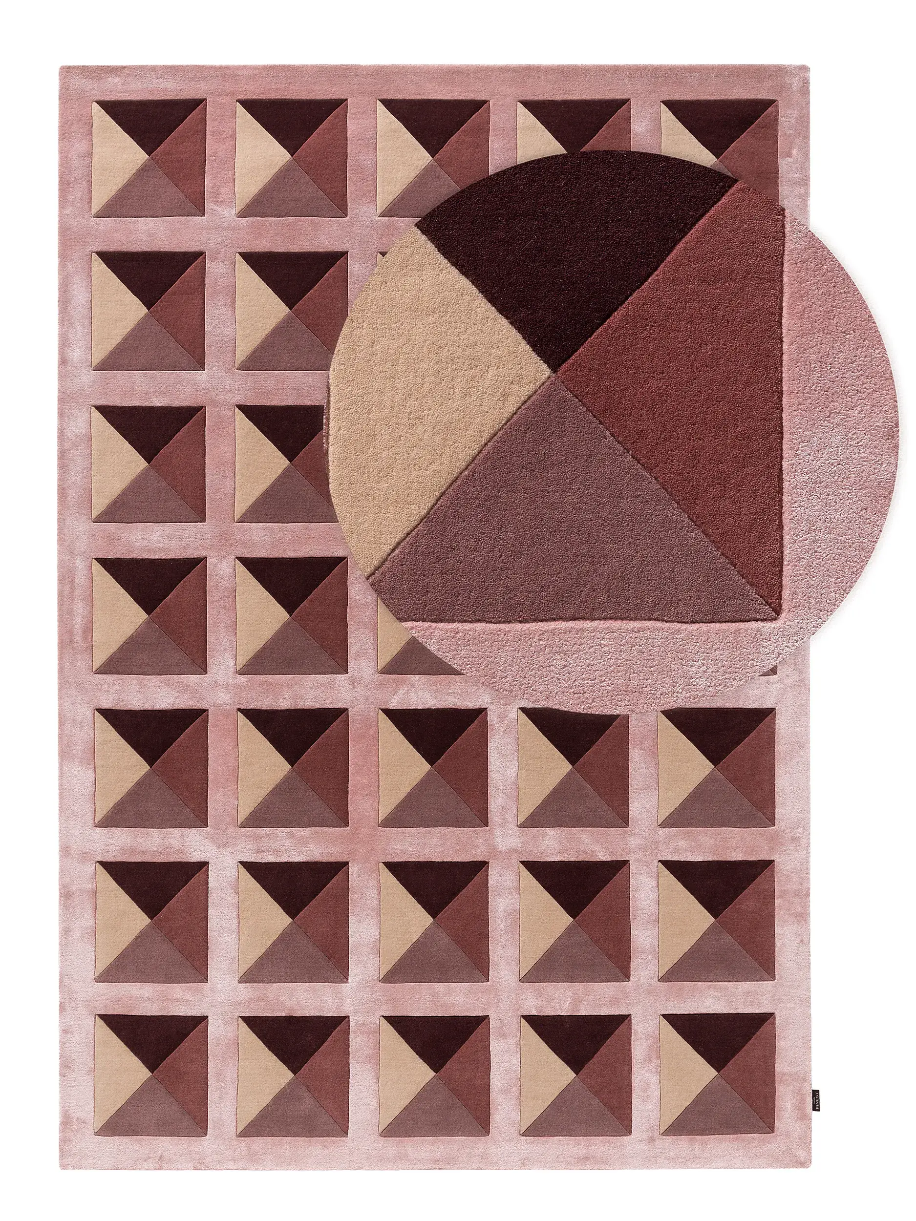 Teppich aus 60% Wolle, 40% Lyocell (Tencel™) in Rosa mit 60% Wolle, 40% Lyocell (Tencel™) hohem Flor von benuta Finest