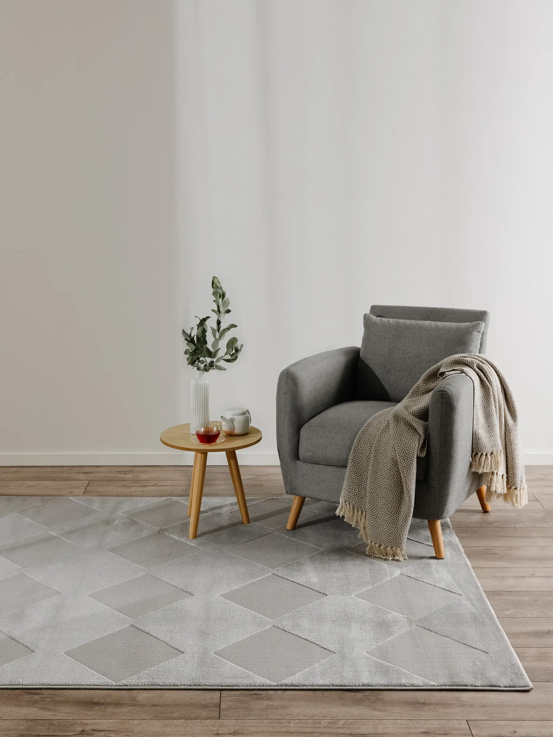 Teppe av 60% Polyester, 40% Polypropylen i Grau med 60% Polyester, 40% Polypropylen høy lugg fra benuta Basic