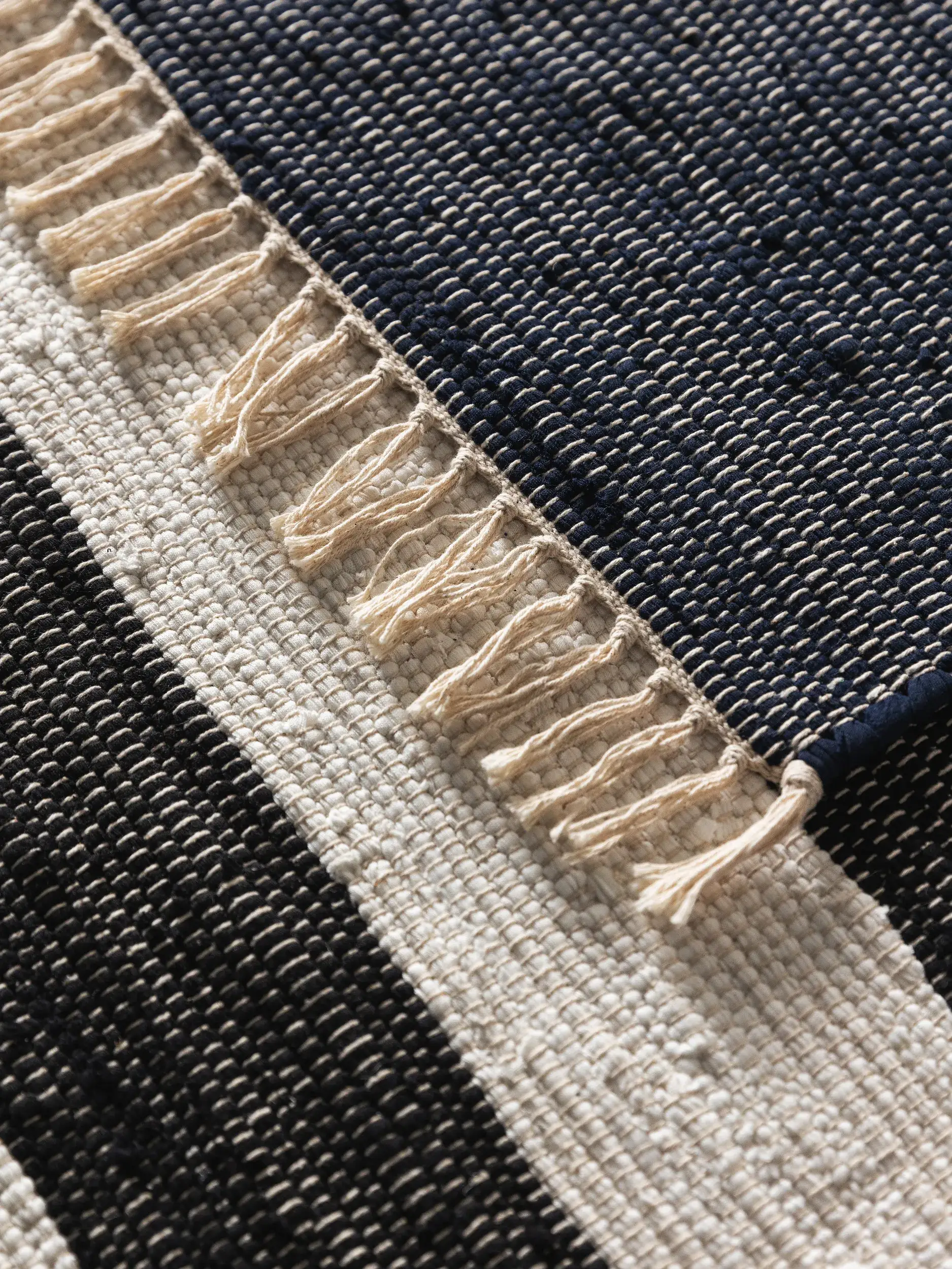 Teppich aus 100% Recycelte Baumwolle in Blau mit 100% Recycelte Baumwolle hohem Flor von benuta Basic