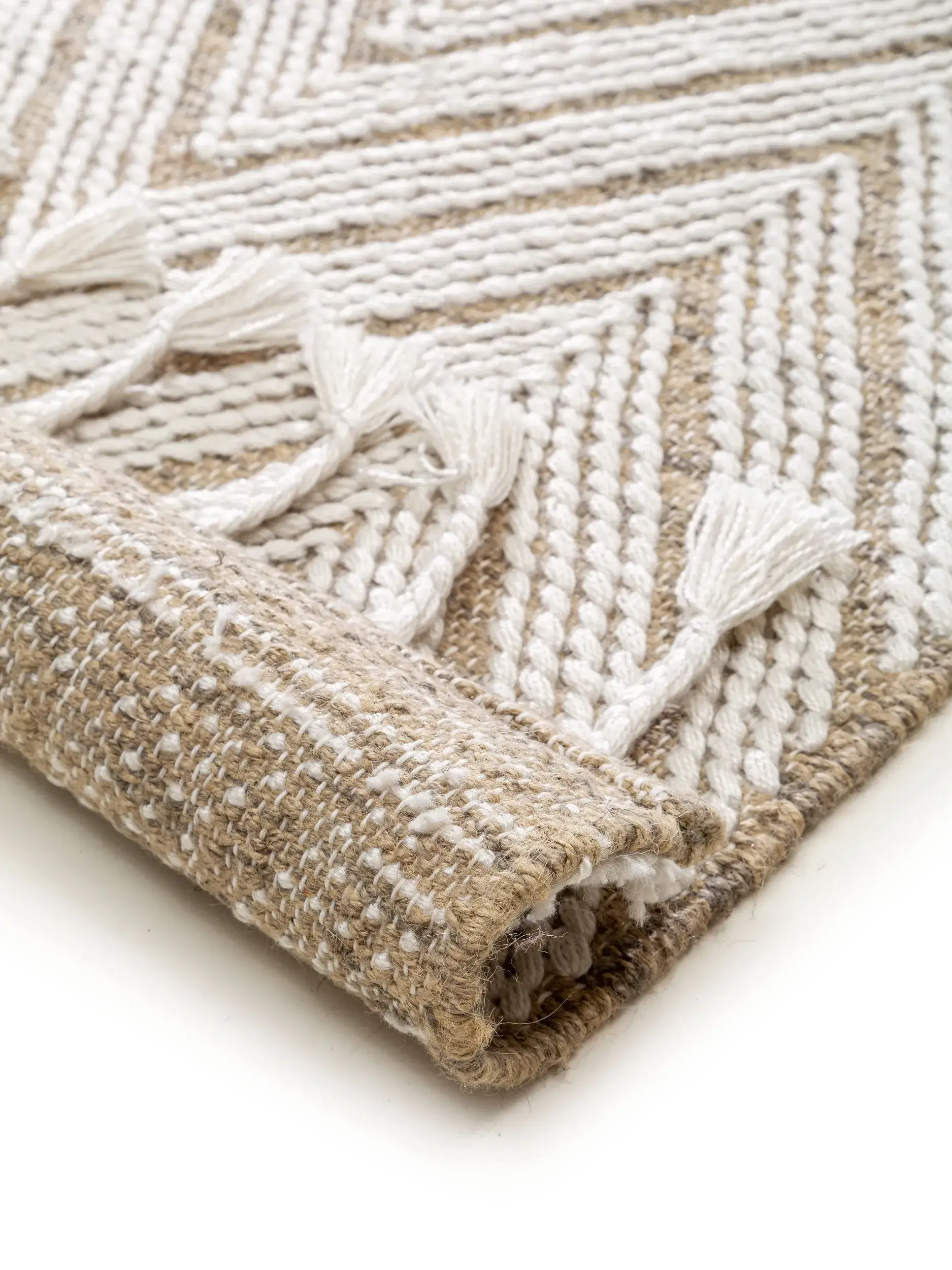 Teppich Gizmo aus 40% Jute, 40% Wolle, 20% Baumwolle in Beige von benuta Pure