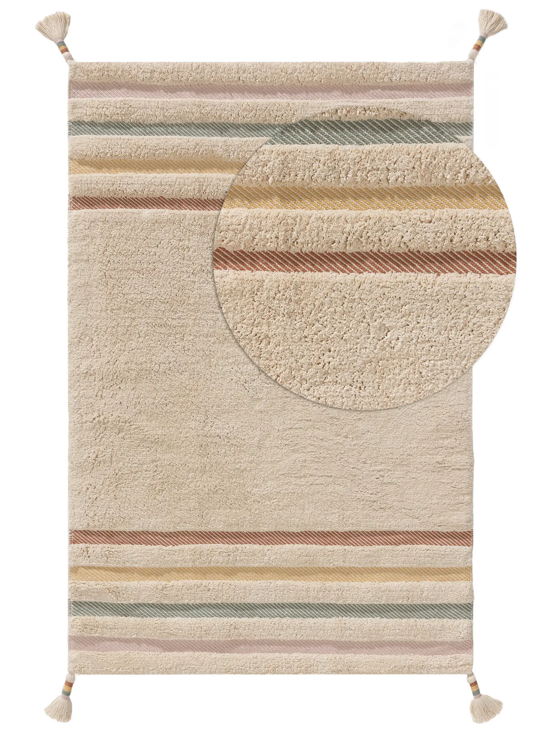 Teppich aus 100% Baumwolle in Multicolor mit 100% Baumwolle hohem Flor von Lytte
