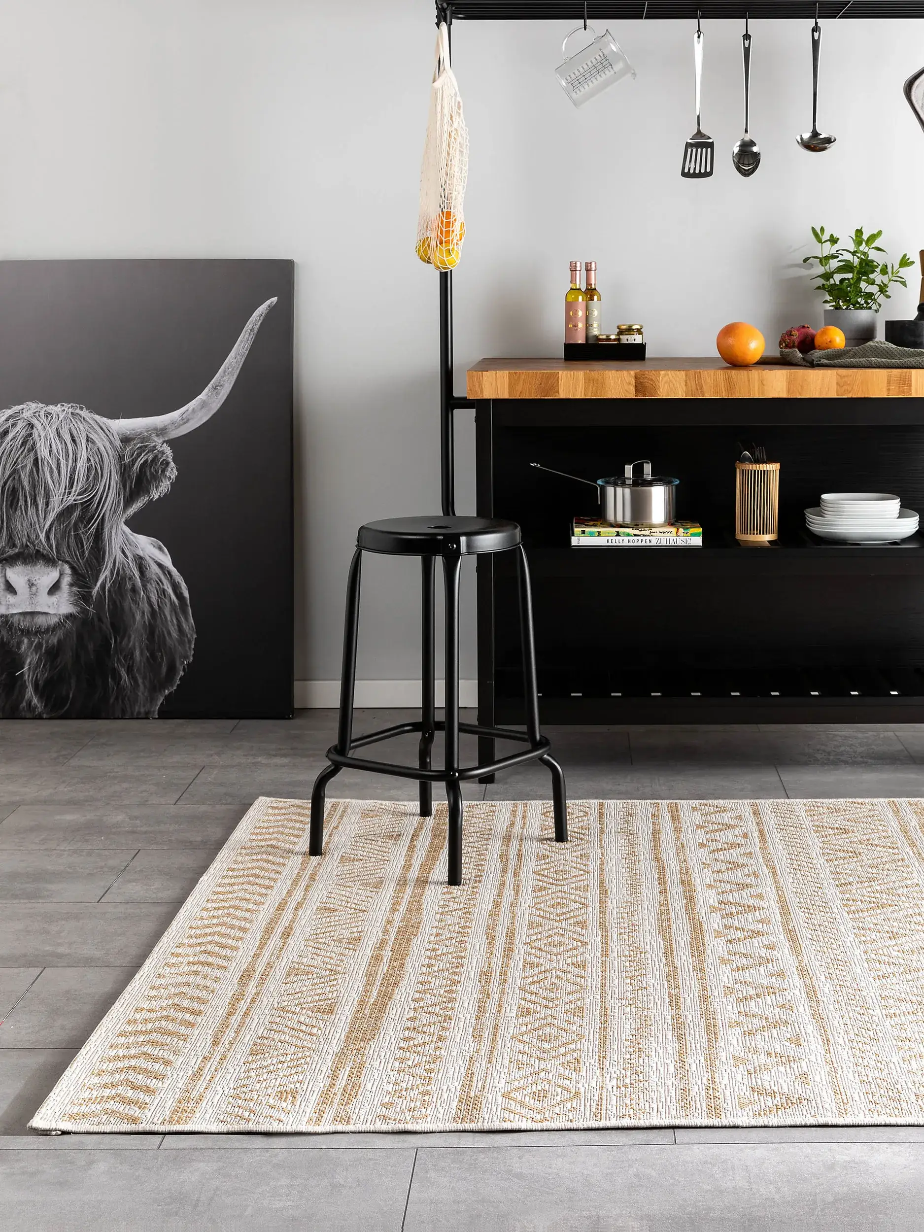 Rug made of 100% Polypropylen in Beige with a 100% Polypropylen high pile by benuta Nest