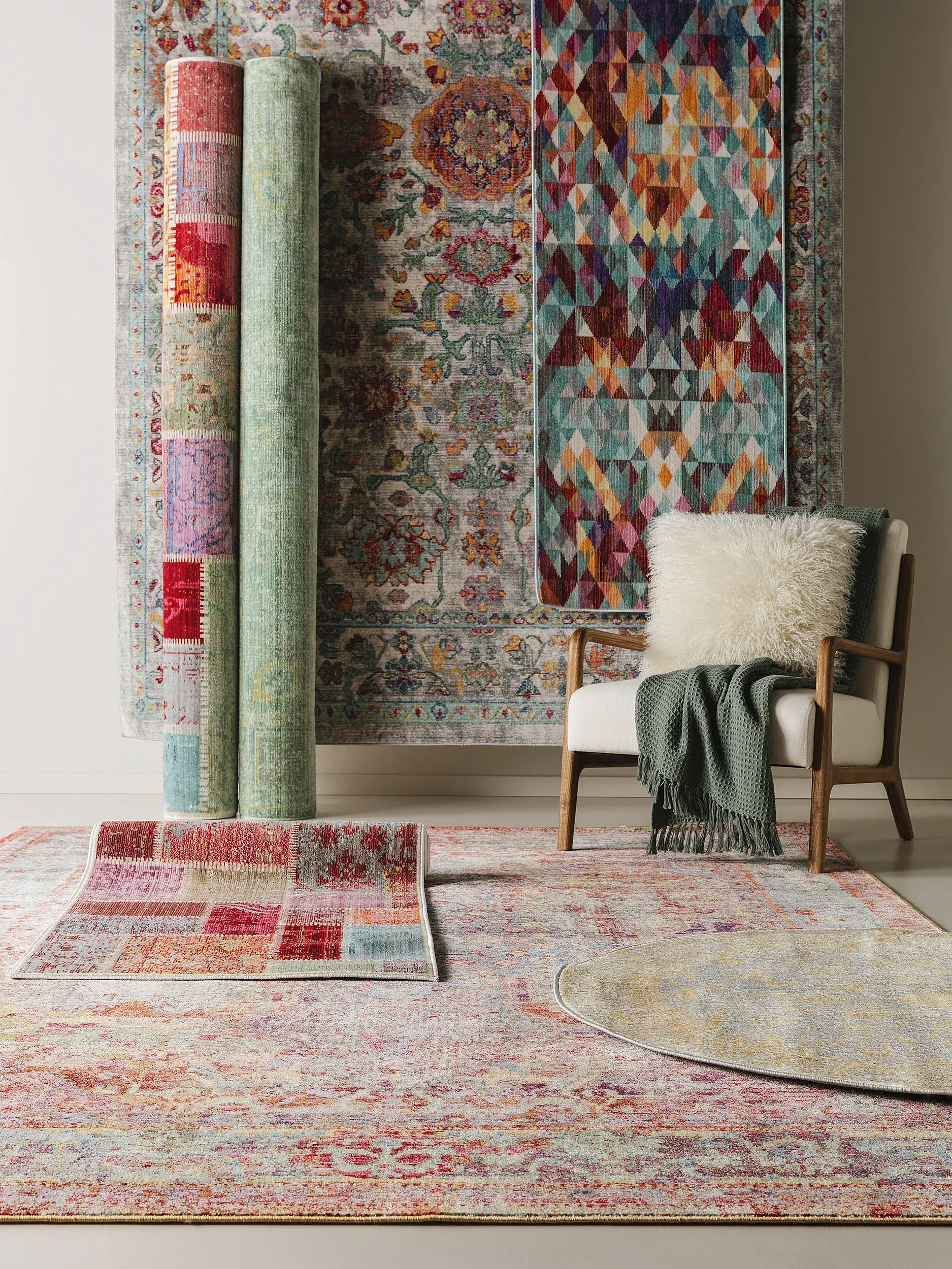 Teppich aus 100% Polyester in Multicolor mit 100% Polyester hohem Flor von benuta Nest