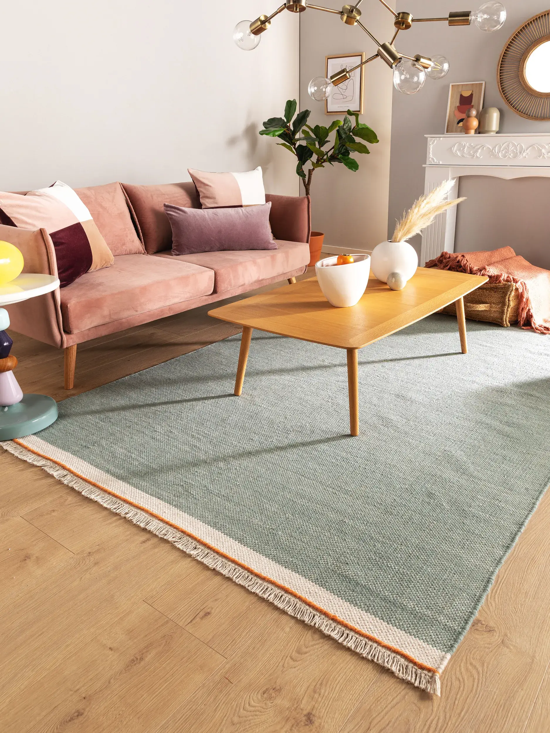 Rug made of 60% Wolle, 40% Baumwolle in Grün with a 60% Wolle, 40% Baumwolle high pile by benuta Pop