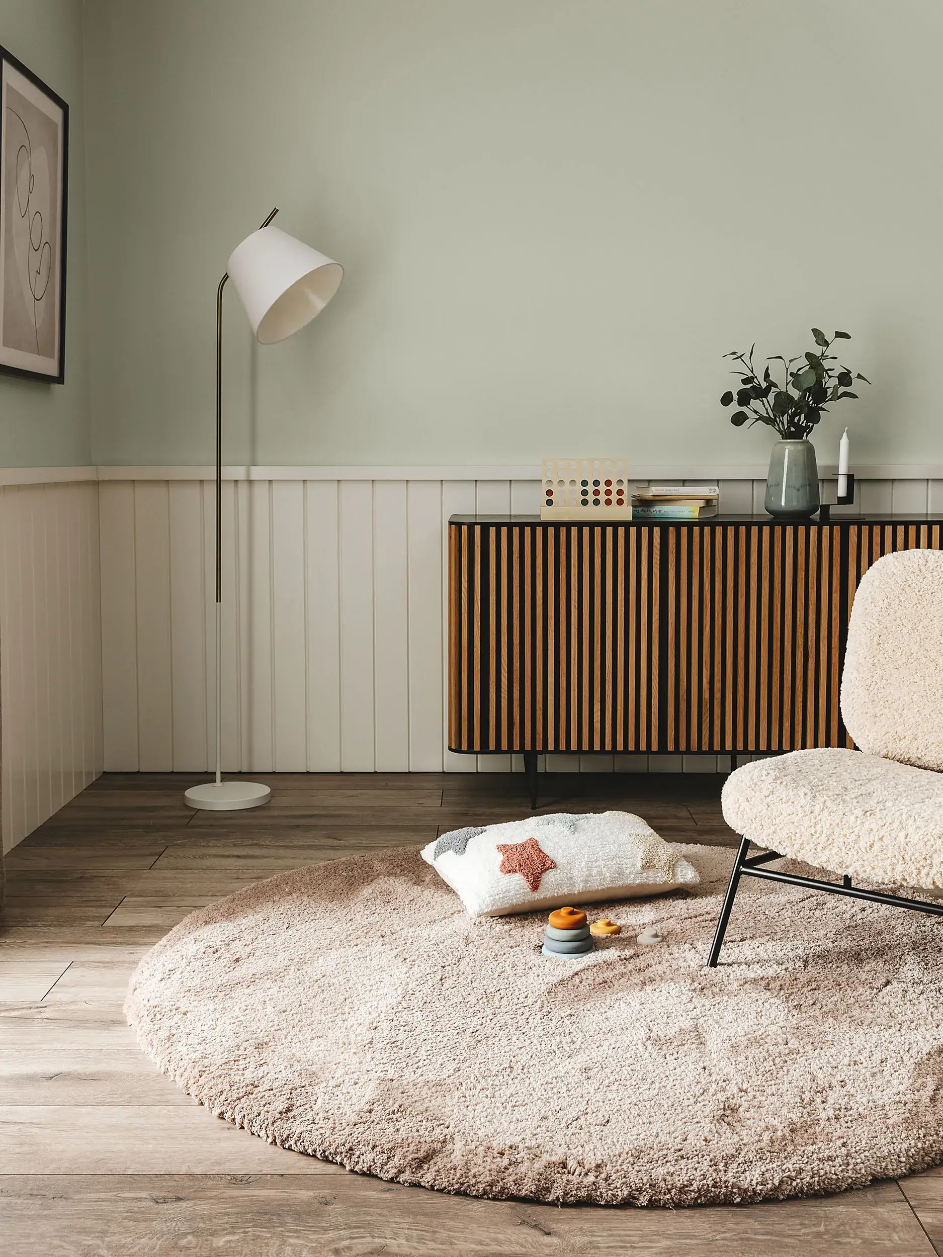 Teppich aus 100% Polyester in Taupe mit 100% Polyester hohem Flor von benuta Nest