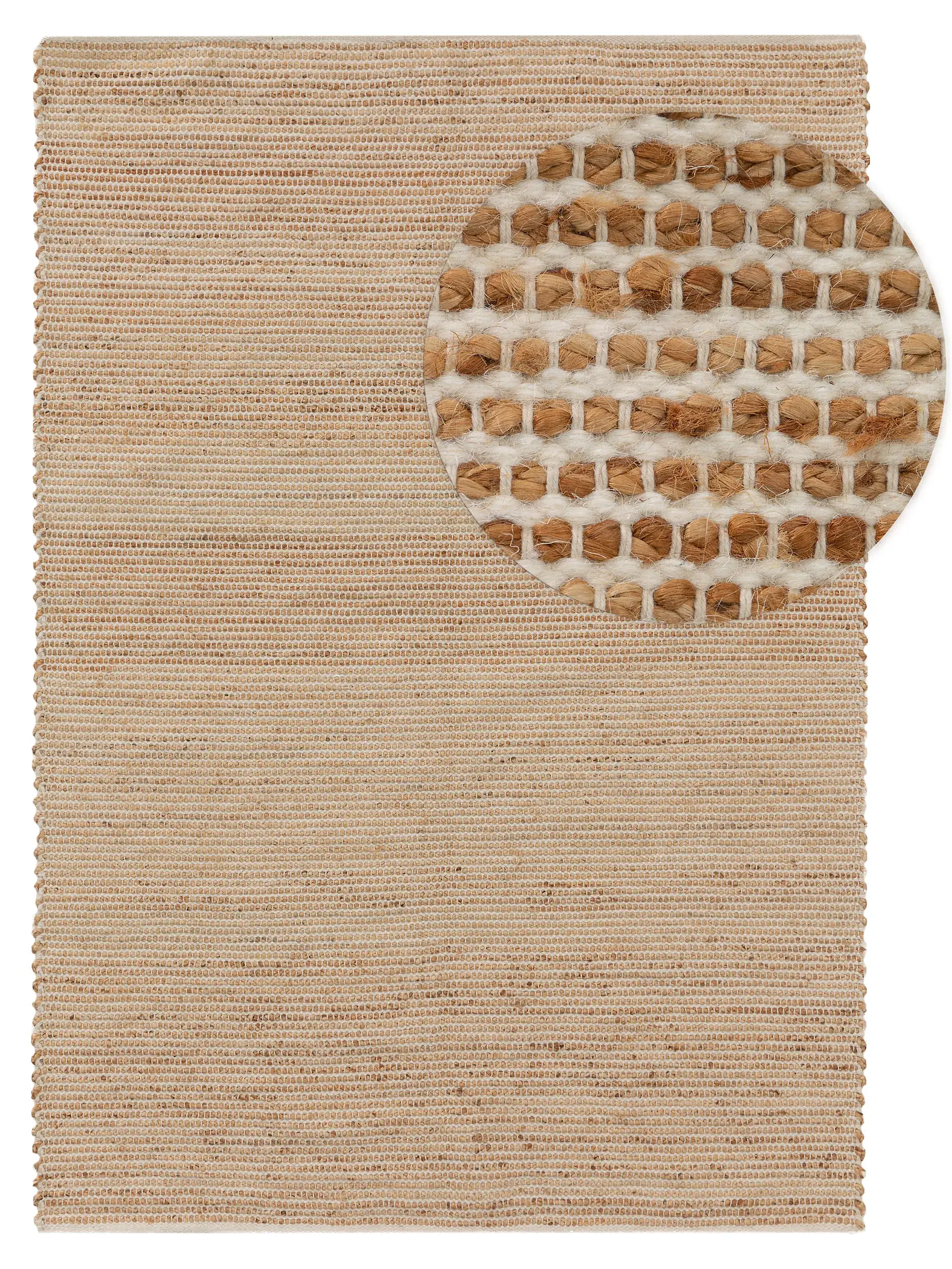 Matta av 70% Jute, 20% Ull, 10% Bomull i Beige med 70% Jute, 20% Ull, 10% Bomull hög lugg från benuta pure