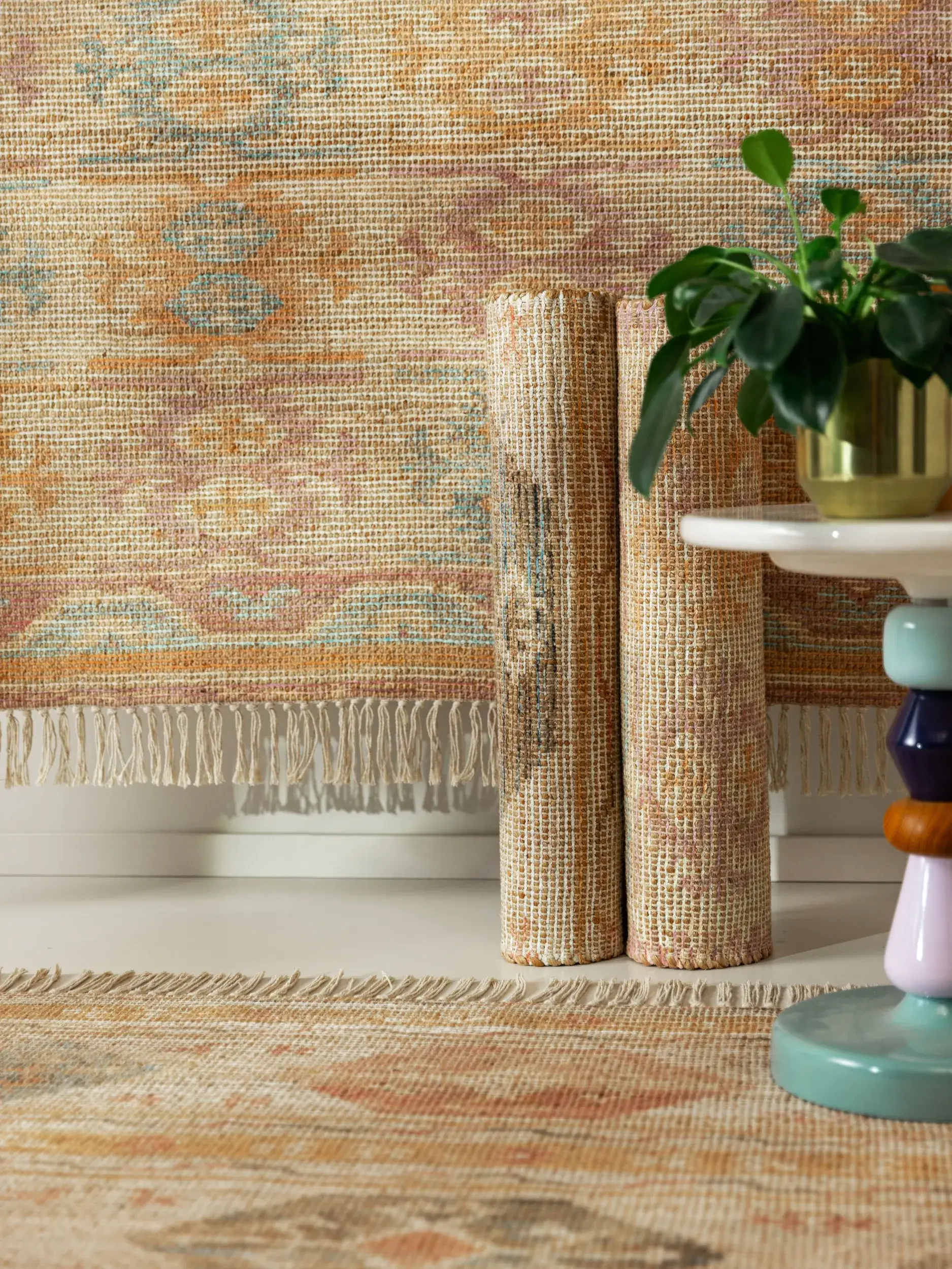 Tapete de 68% Jute, 20% Polyester, 12% Baumwolle em Multicolor com pelo de 68% Jute, 20% Polyester, 12% Baumwolle de altura da benuta Pop