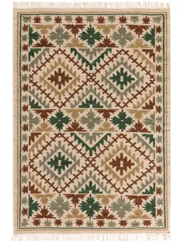 Tapis tissé à la main Kelim Zohra Vert
