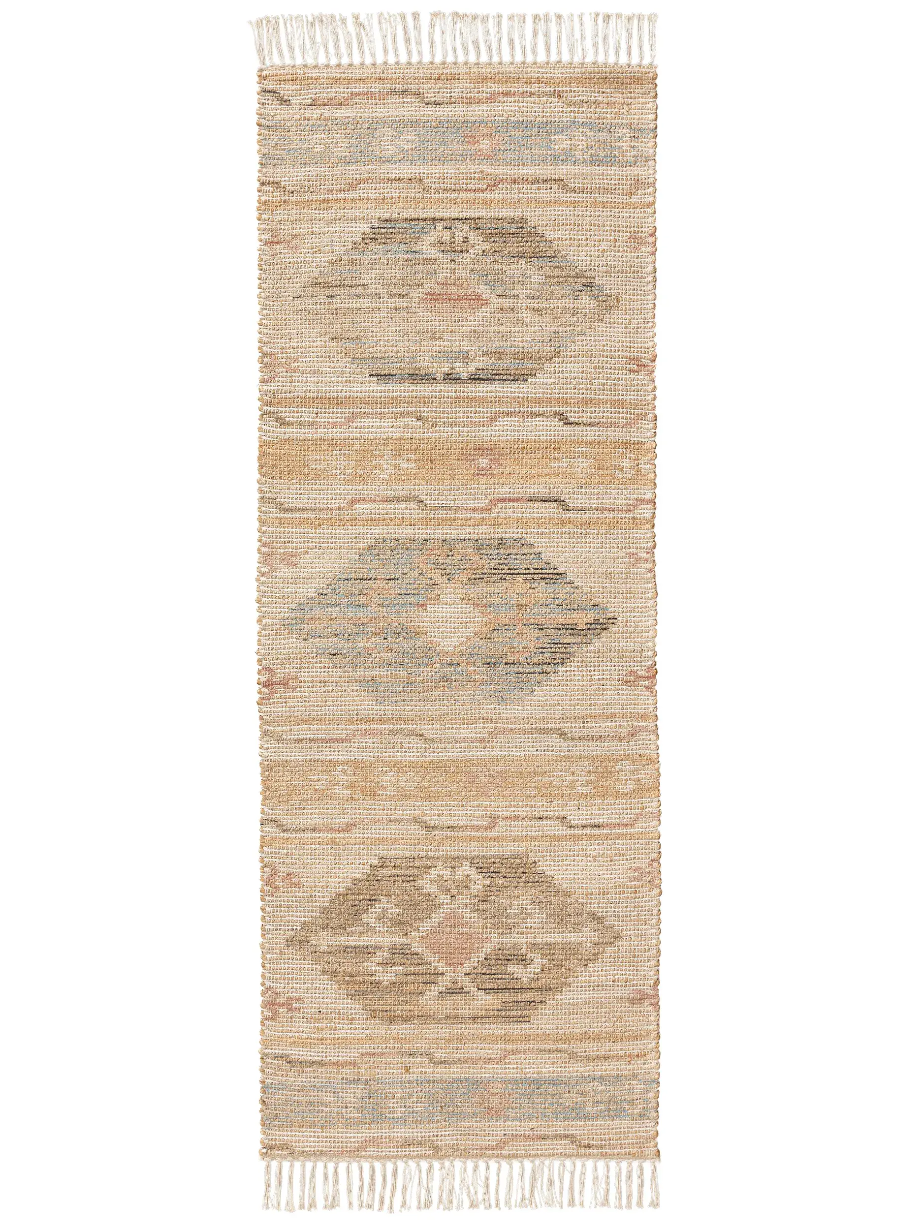 Teppich aus 68% Jute, 20% Polyester, 12% Baumwolle in Multicolor mit 68% Jute, 20% Polyester, 12% Baumwolle hohem Flor von benuta Pop