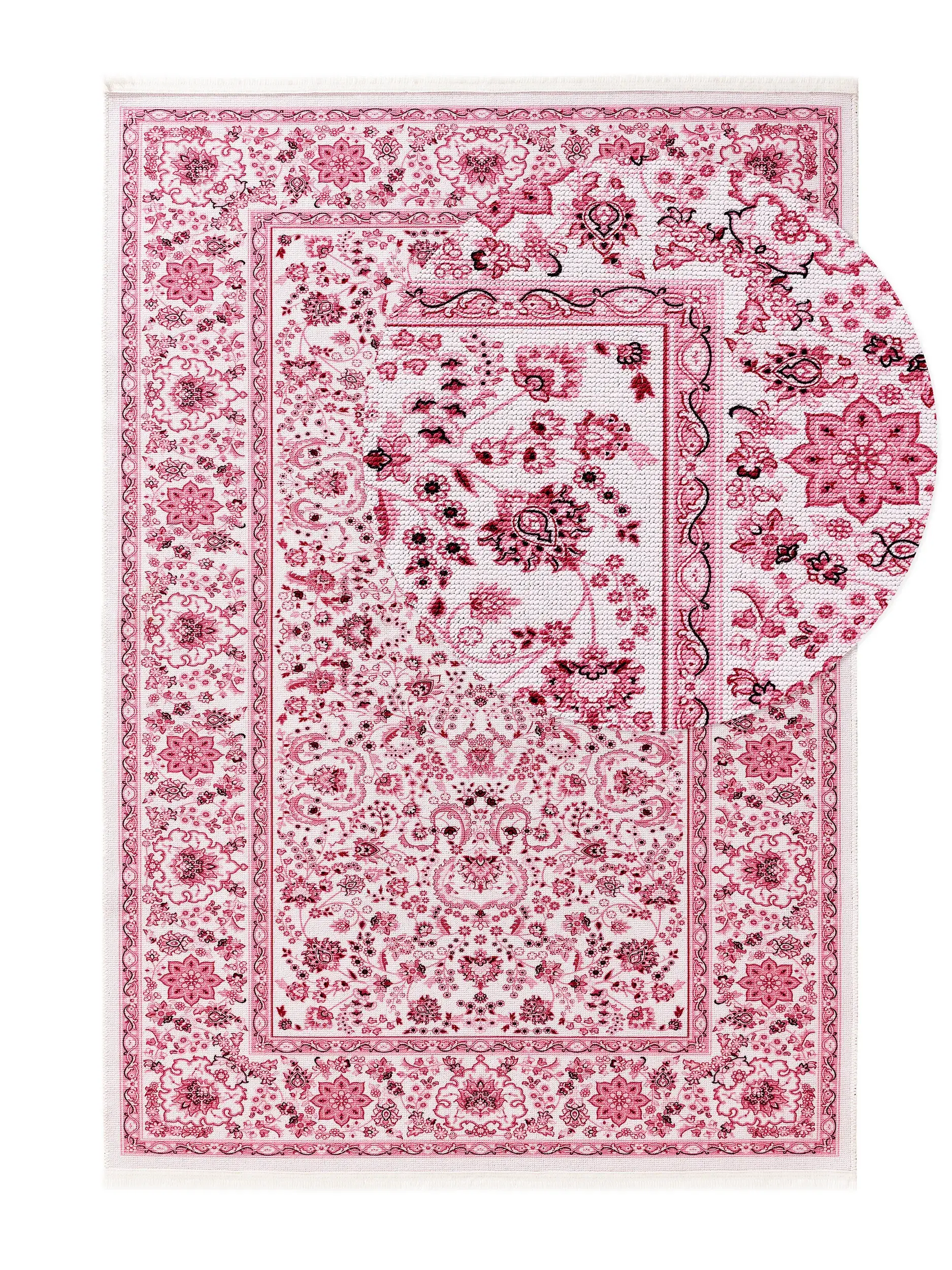 Matta av 70% Polyester, 30% Bomull i Rosa med 70% Polyester, 30% Bomull hög lugg från benuta POP