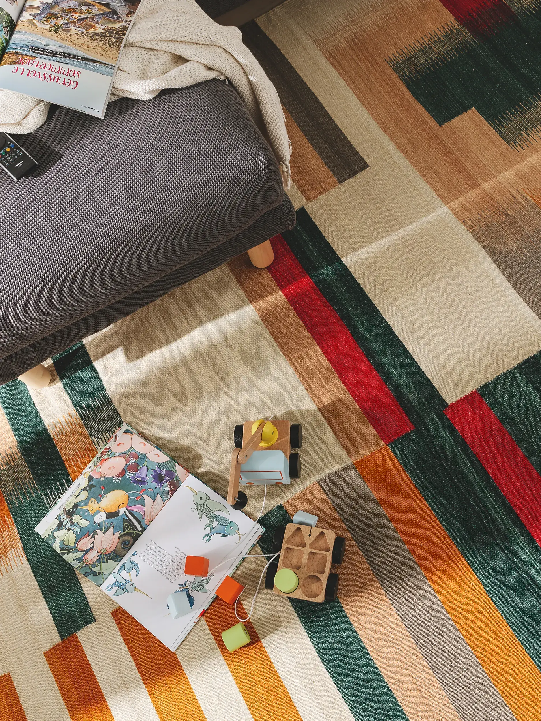 Teppich aus 80% Wolle, 20% Baumwolle in Multicolor mit 80% Wolle, 20% Baumwolle hohem Flor von benuta Nest