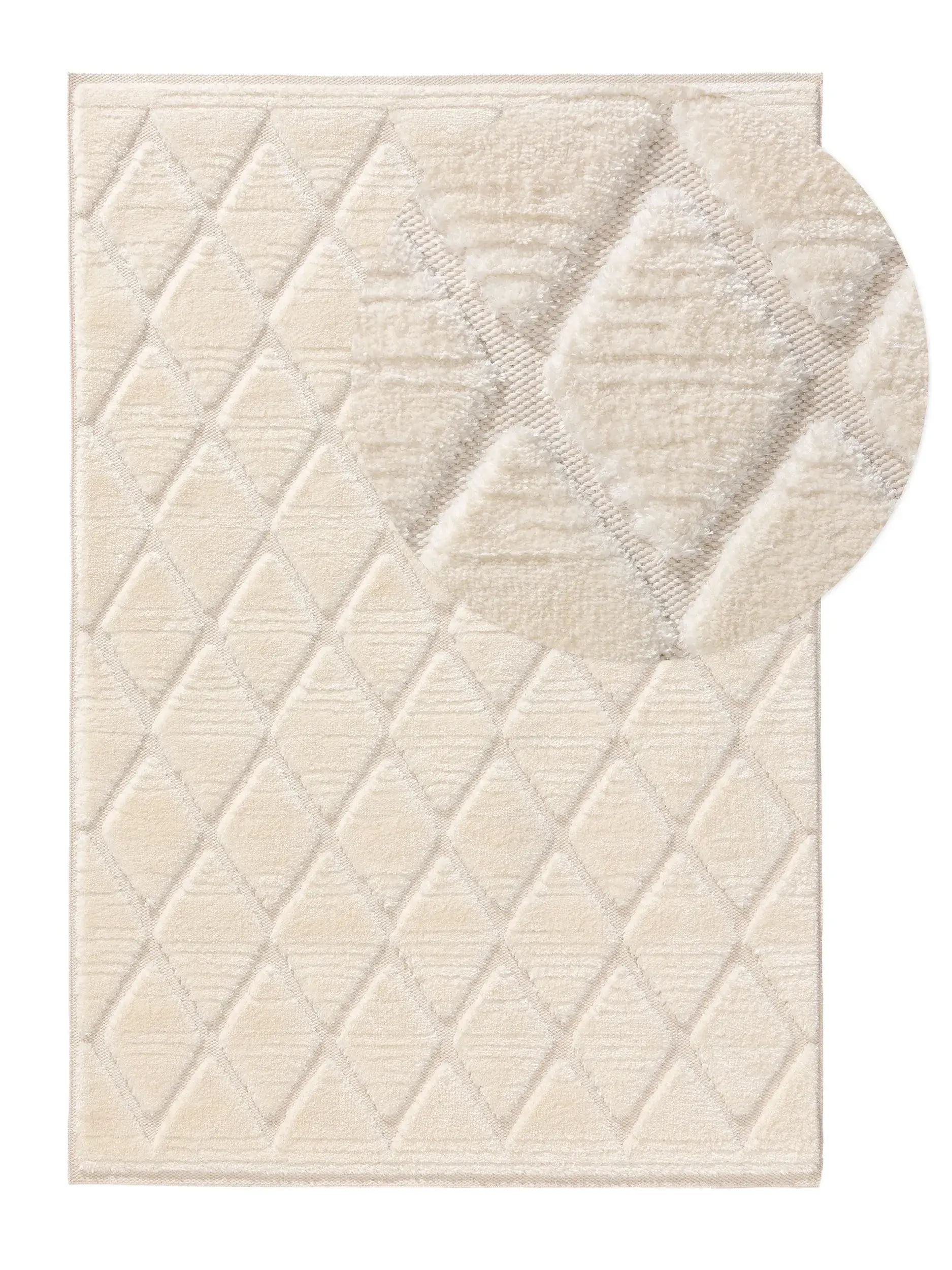 Rug made of 63% Polyester, 37% Polypropylen in White with a 63% Polyester, 37% Polypropylen high pile by benuta Pop
