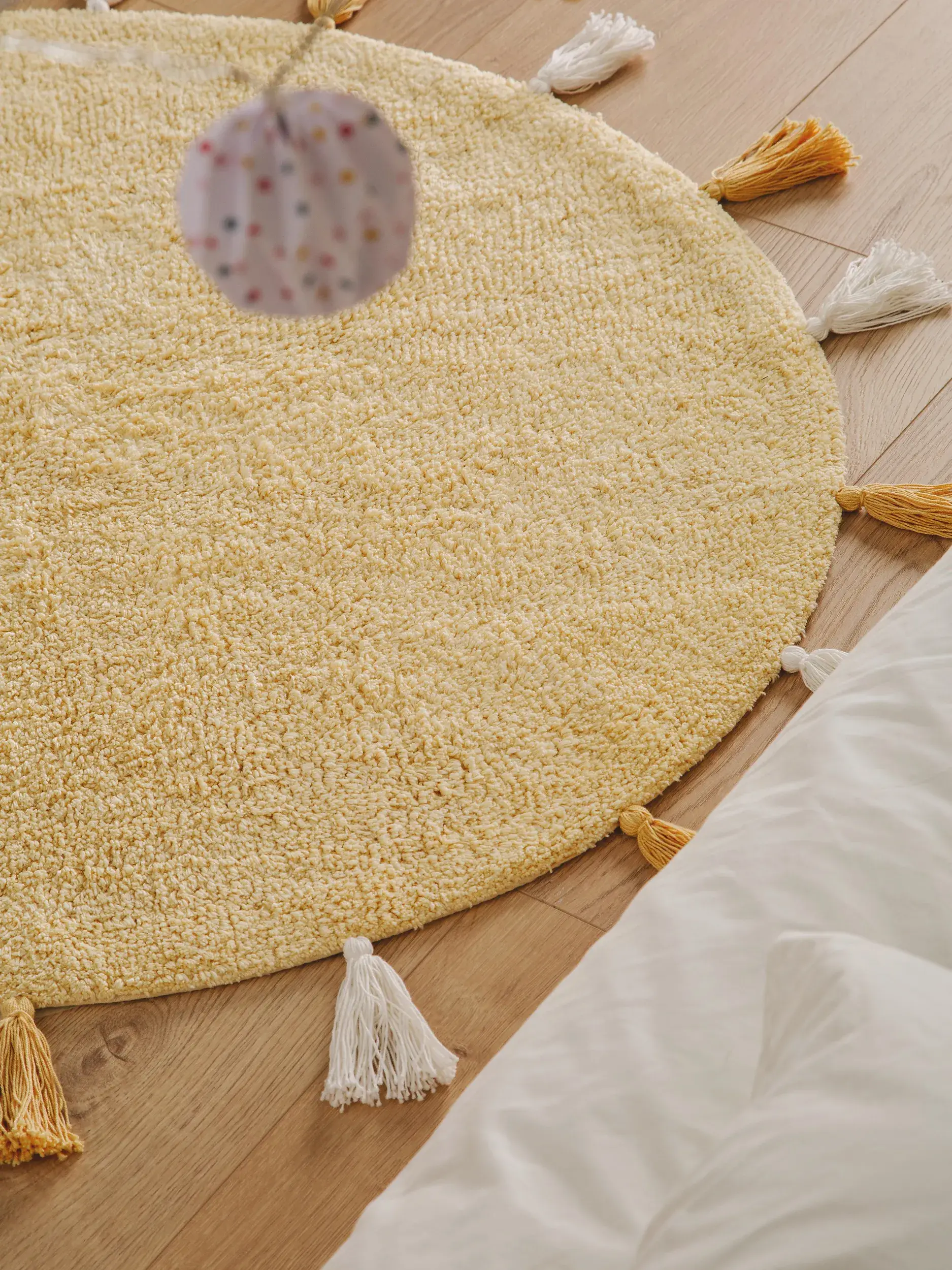 Tapis en 100% Coton en Jaune avec une pile de 100% Coton de hauteur de Lytte