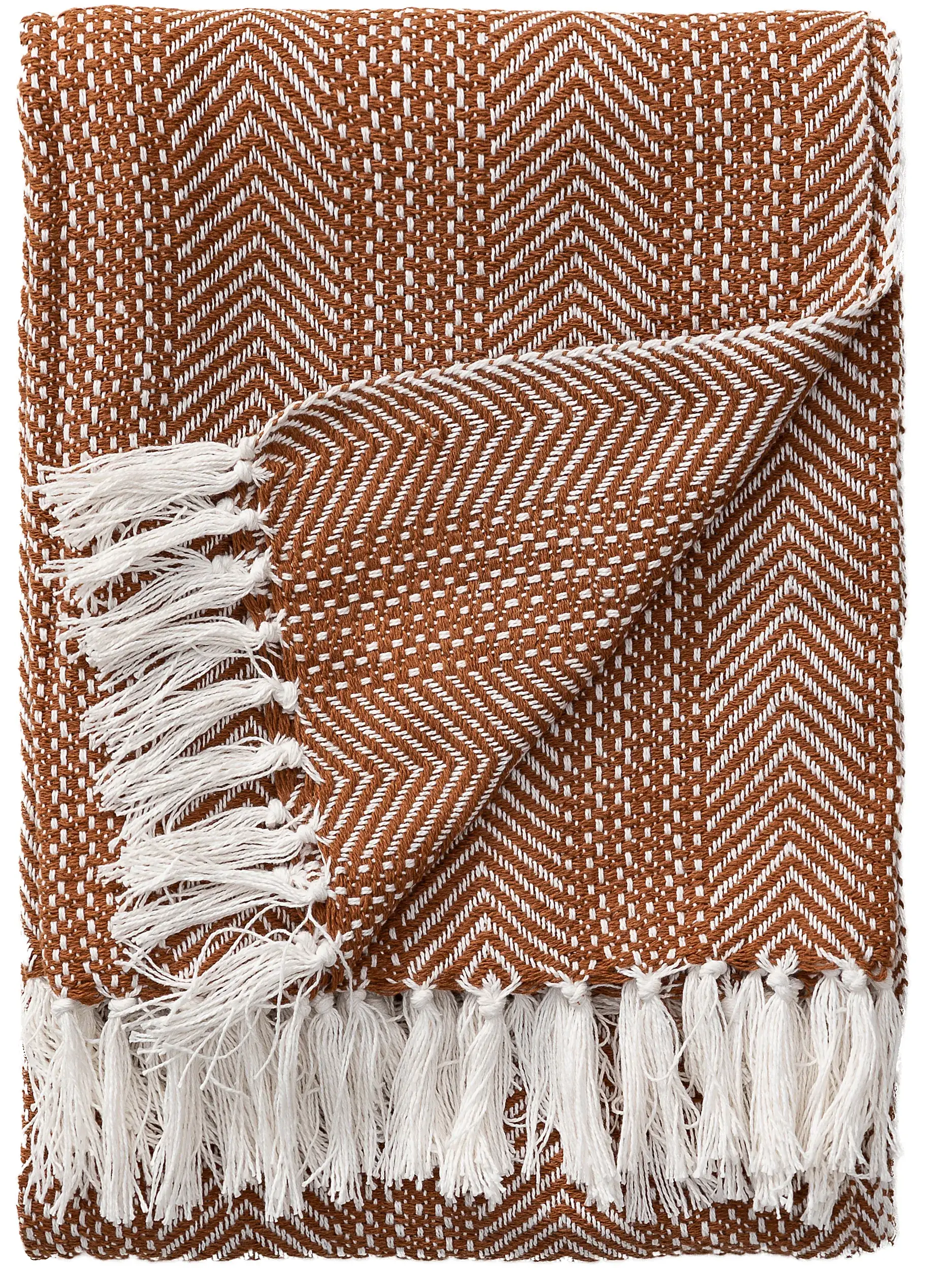 Baumwolldecke Alisea Braun in Ornament design made of 100% Cotton by benuta Nest