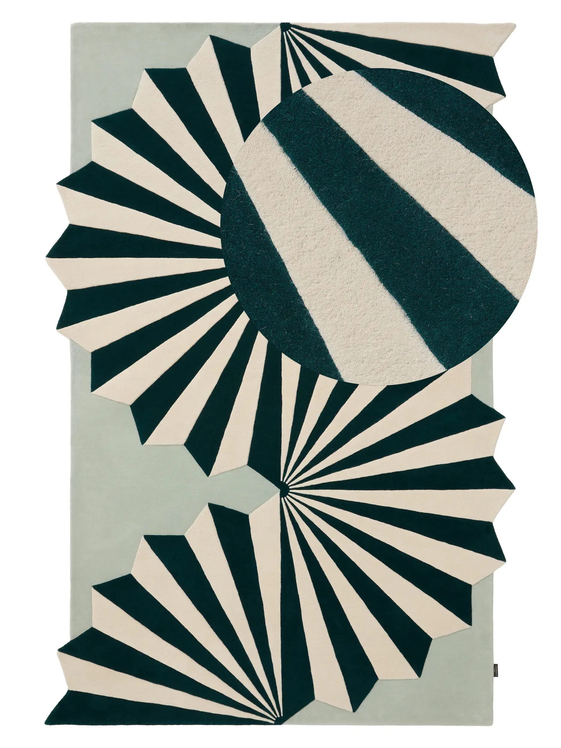 Rug made of 100% Wool (from New Zealand) in Green with a 100% Wool (from New Zealand) high pile by benuta Finest