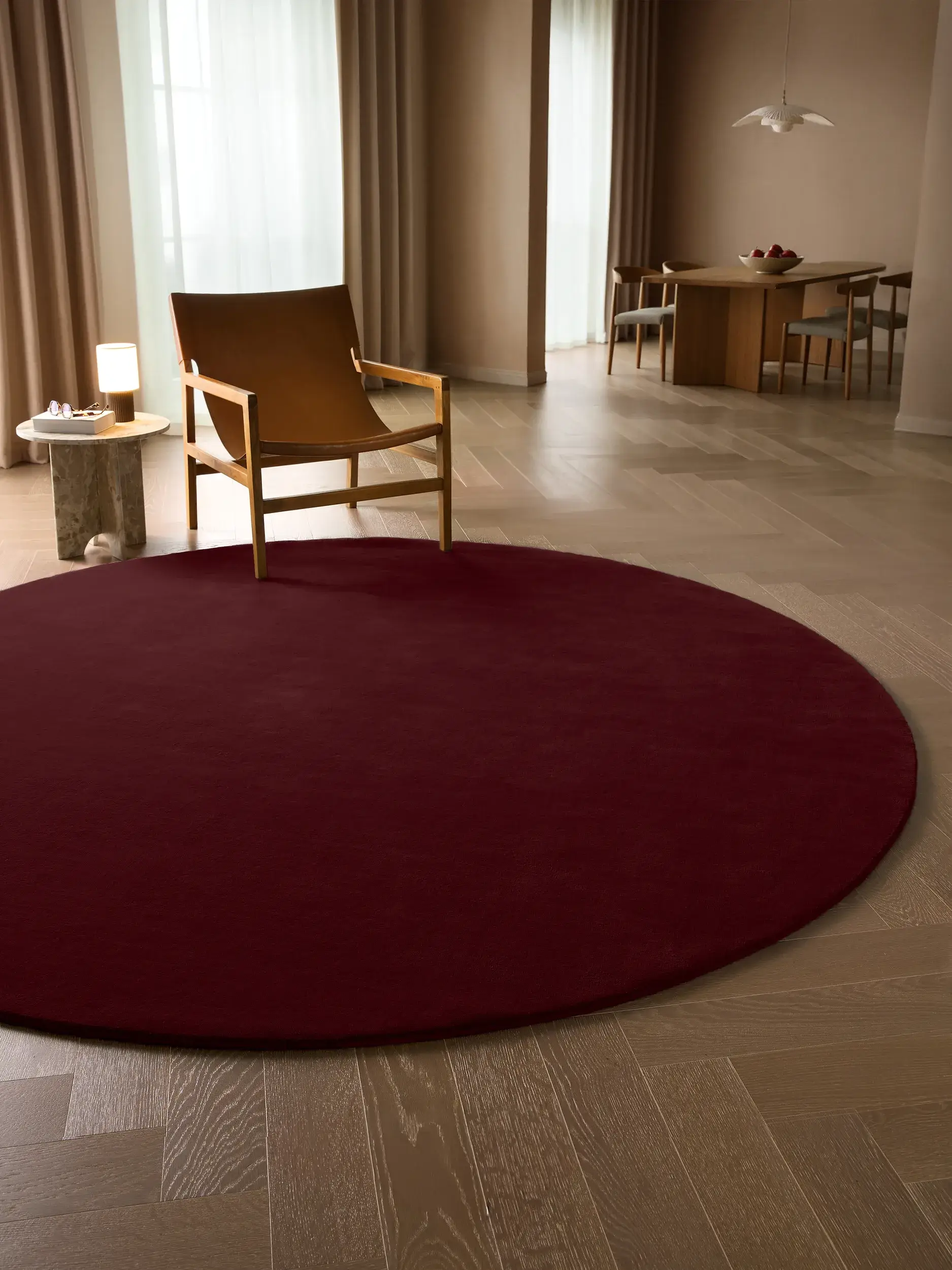 Teppich Mono aus 100% Wolle (aus Neuseeland) in Rot von benuta Finest