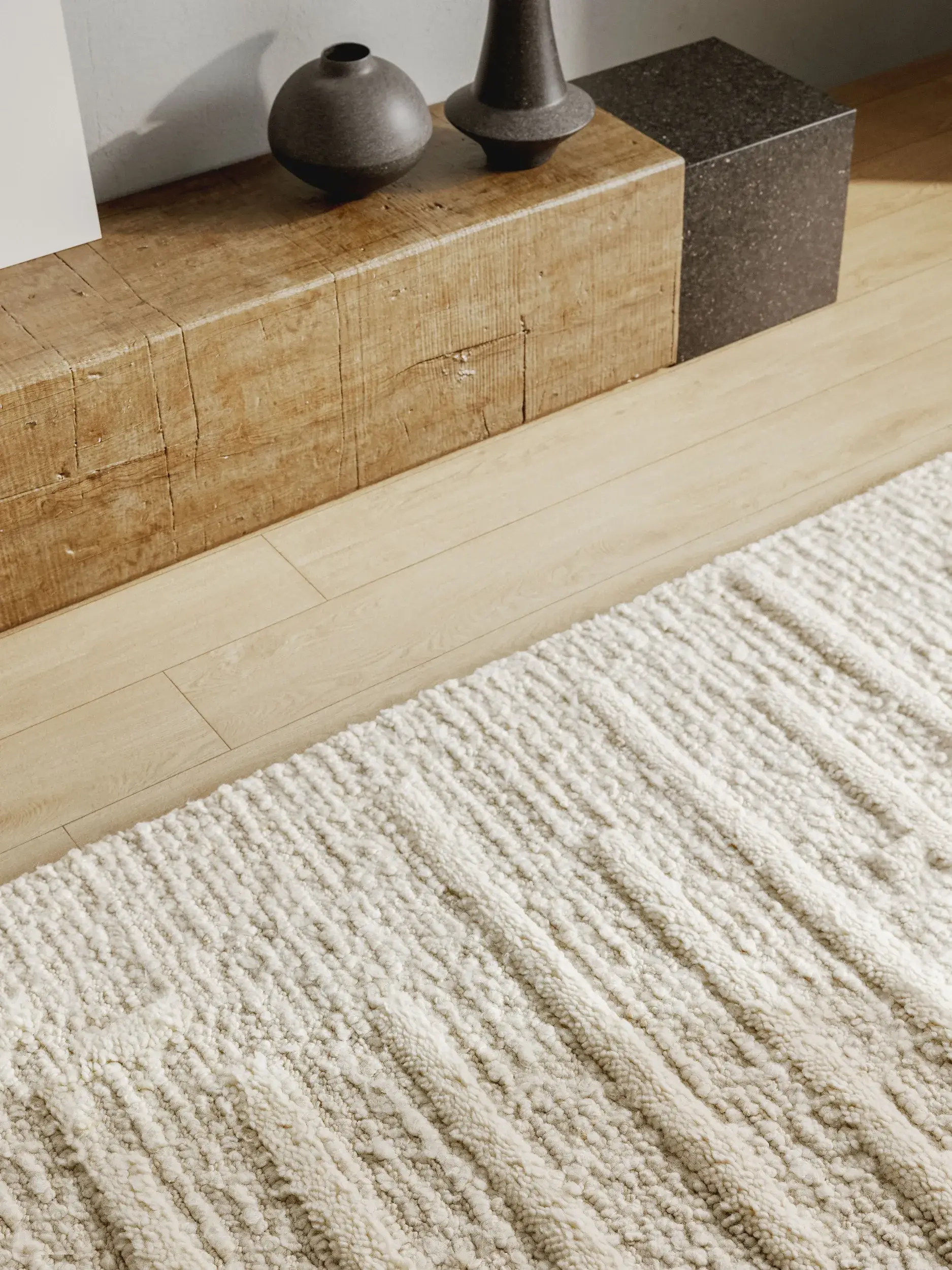 Teppich aus 90% Wolle, 10% Baumwolle in Beige mit 90% Wolle, 10% Baumwolle hohem Flor von benuta Finest