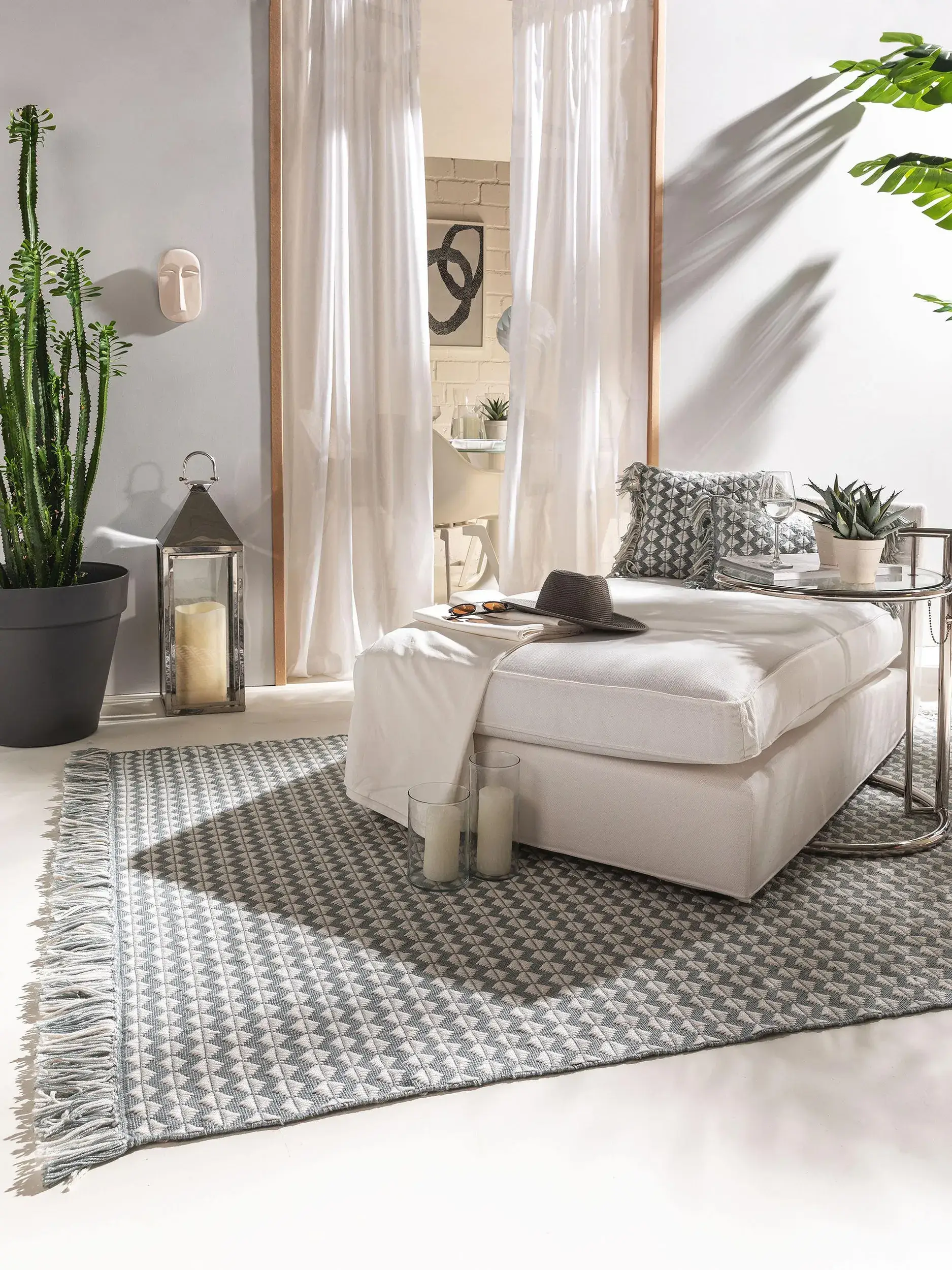 Tapijt van 100% Polyester (gerecycled PET) in Blauw met een 100% Polyester (gerecycled PET) hoge pool van benuta pure