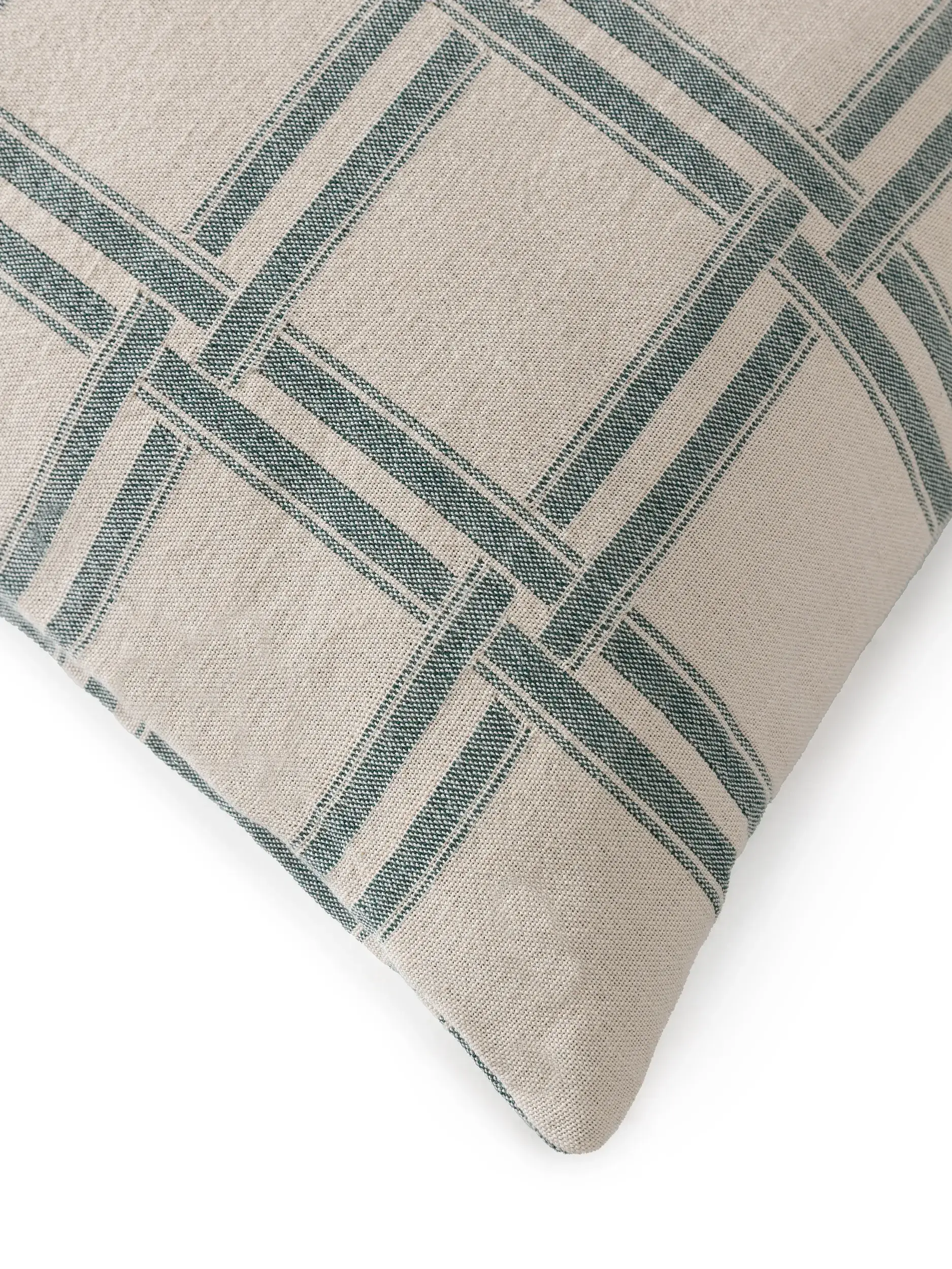 Cushion Cover Dario Cream/Green in Geometric design made of 100% Cotton by benuta Nest
