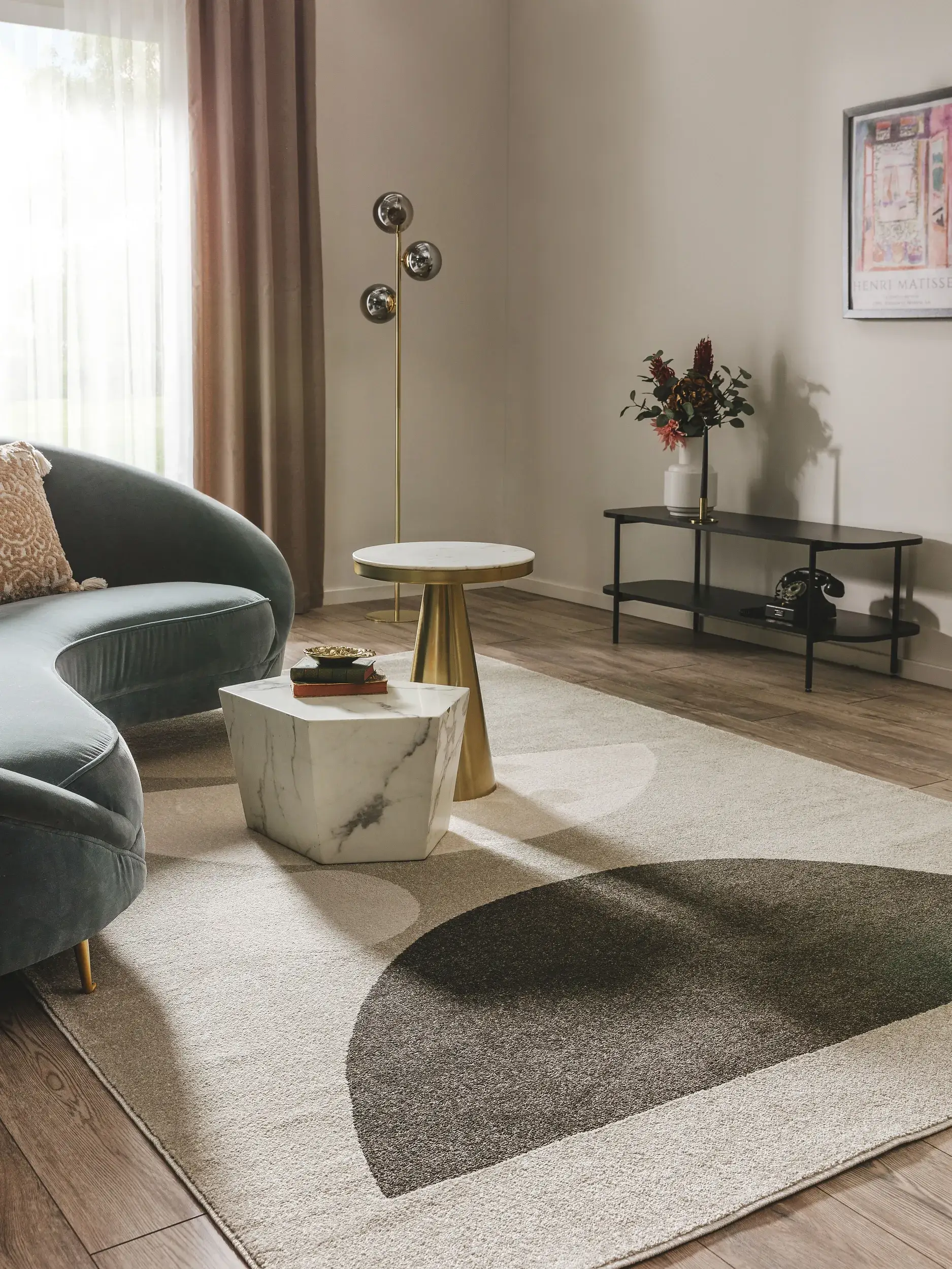 Teppich aus 100% Polypropylen in Schwarz/Weiß mit 100% Polypropylen hohem Flor von benuta Pop