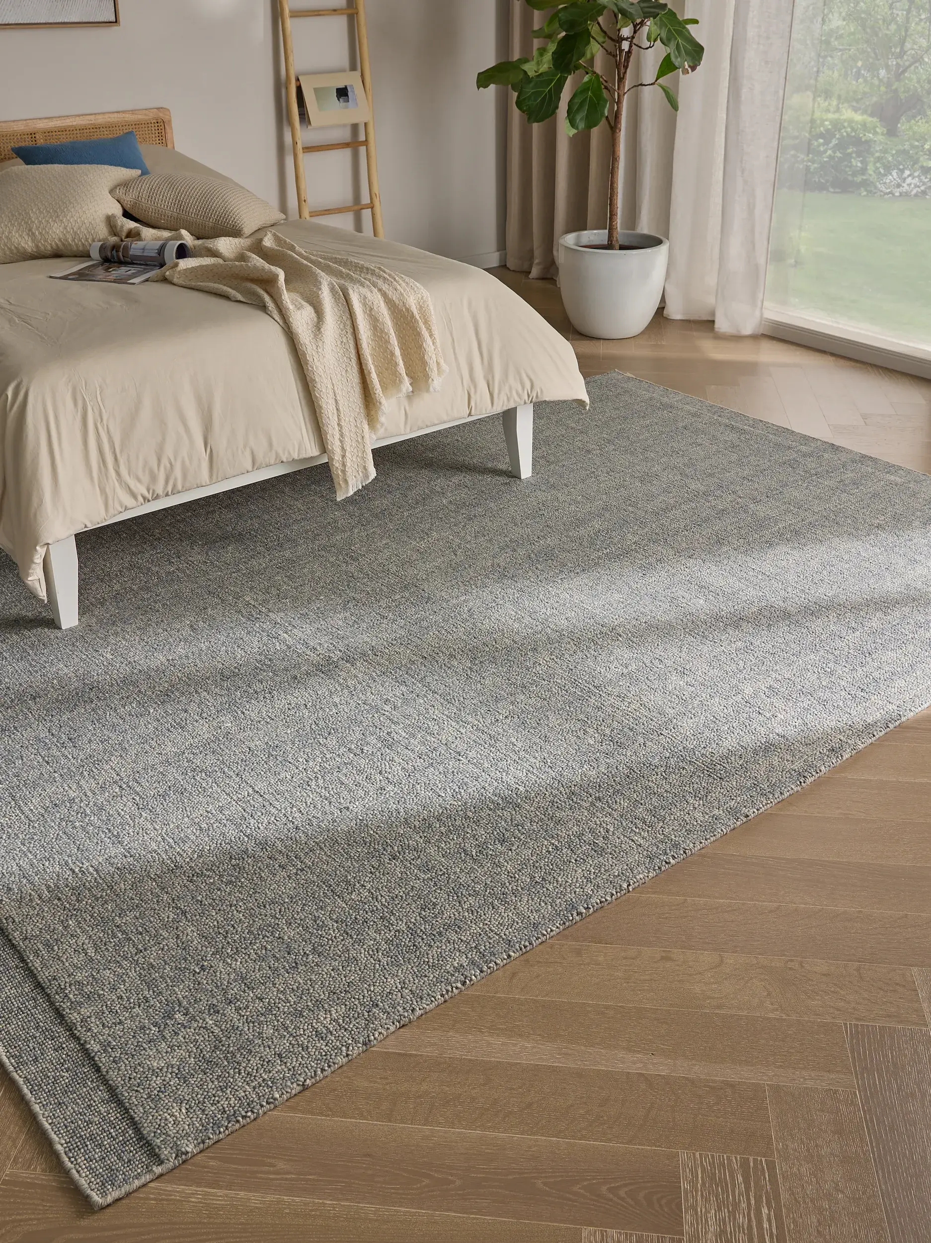 Tappeto Imke di 80% Lana, 20% Cotone in Azzurro di benuta pure