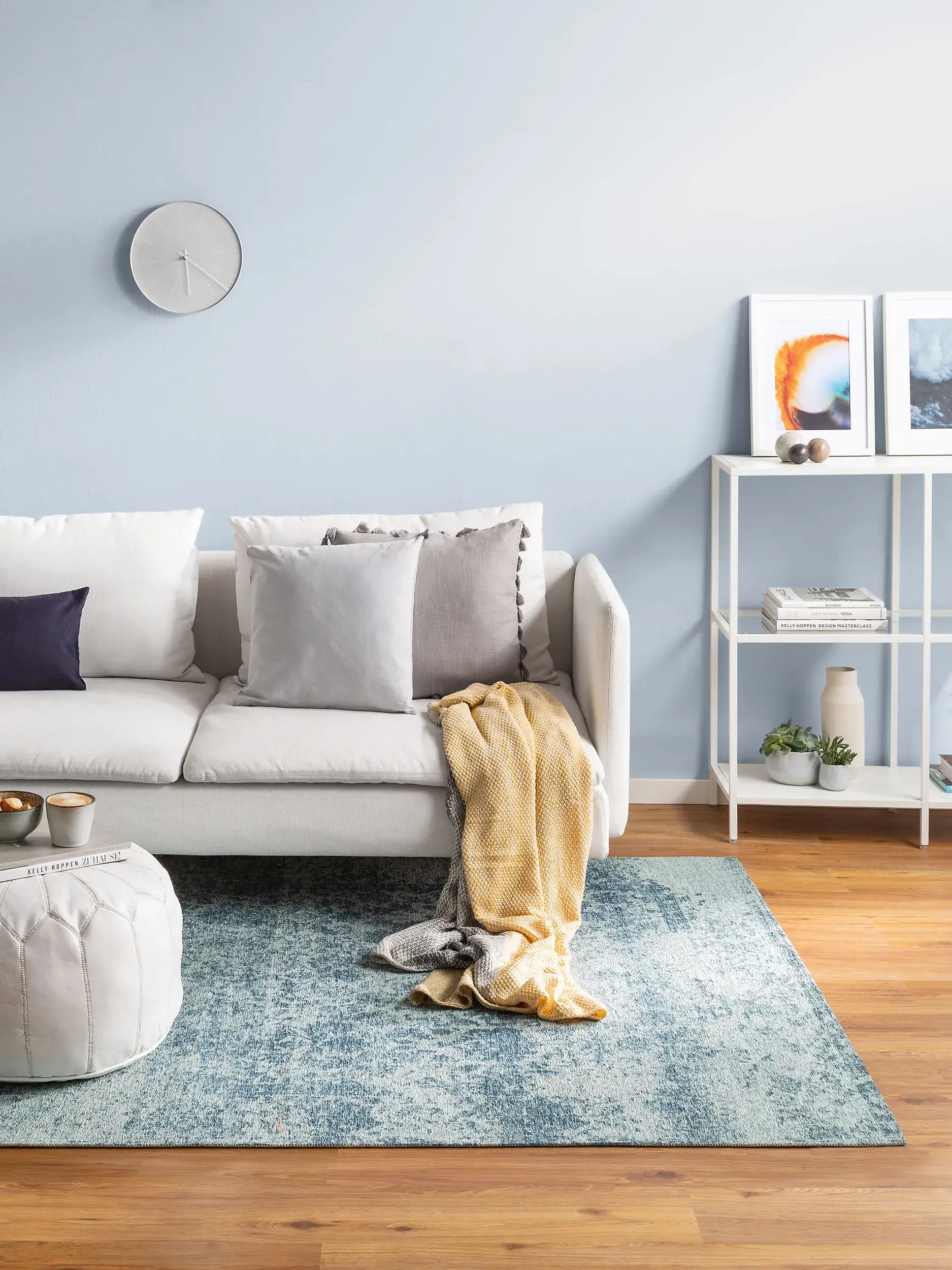 Rug made of 41% Baumwolle, 32% Polyacryl, 26% Polyester, 1% Latex in Blau with a 41% Baumwolle, 32% Polyacryl, 26% Polyester, 1% Latex high pile by benuta Pop