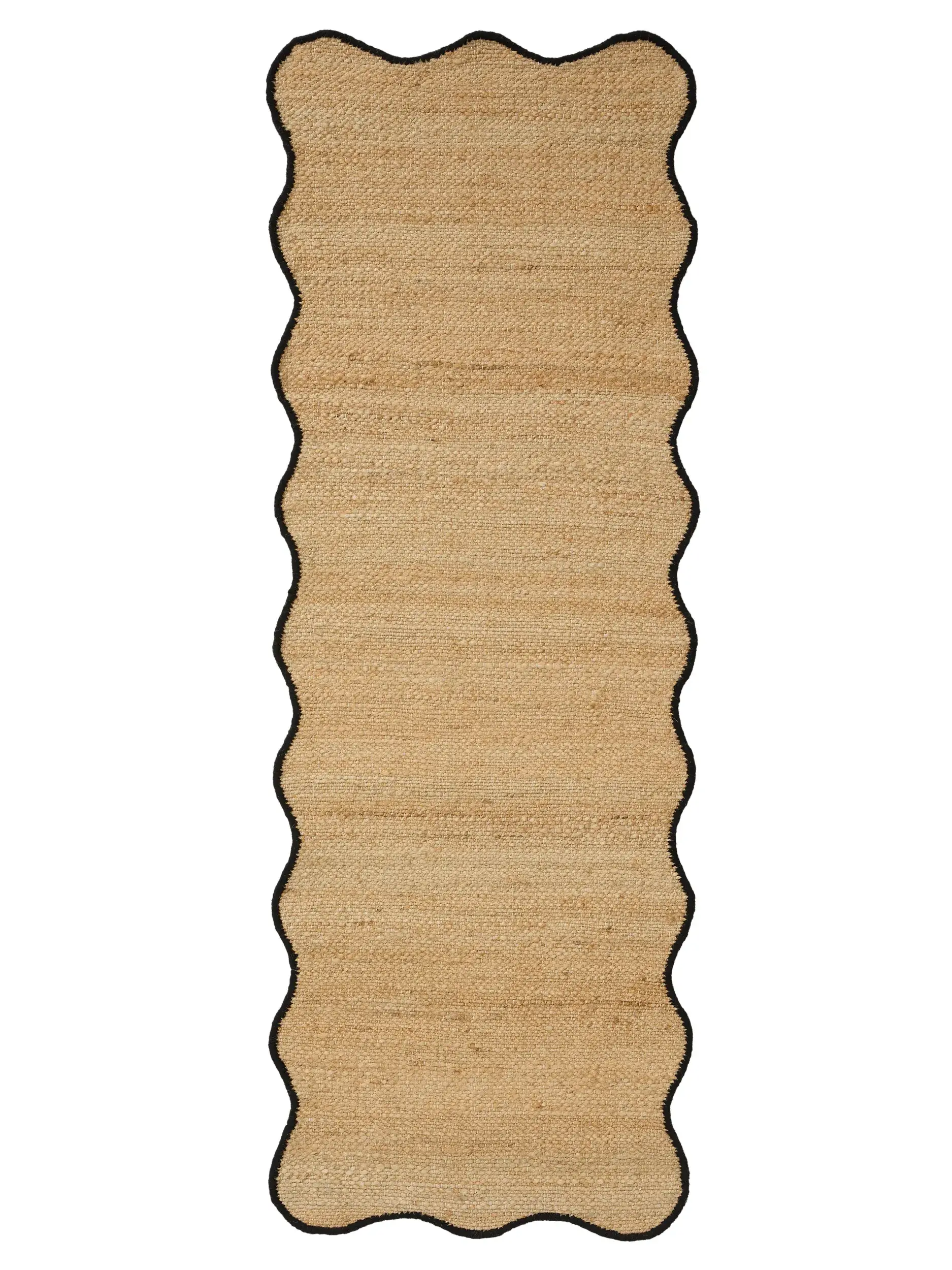 Rug made of 91% Jute, 4% Cotton, 3% Wool, 2% Polyester in Black with a 91% Jute, 4% Cotton, 3% Wool, 2% Polyester high pile by benuta Pop