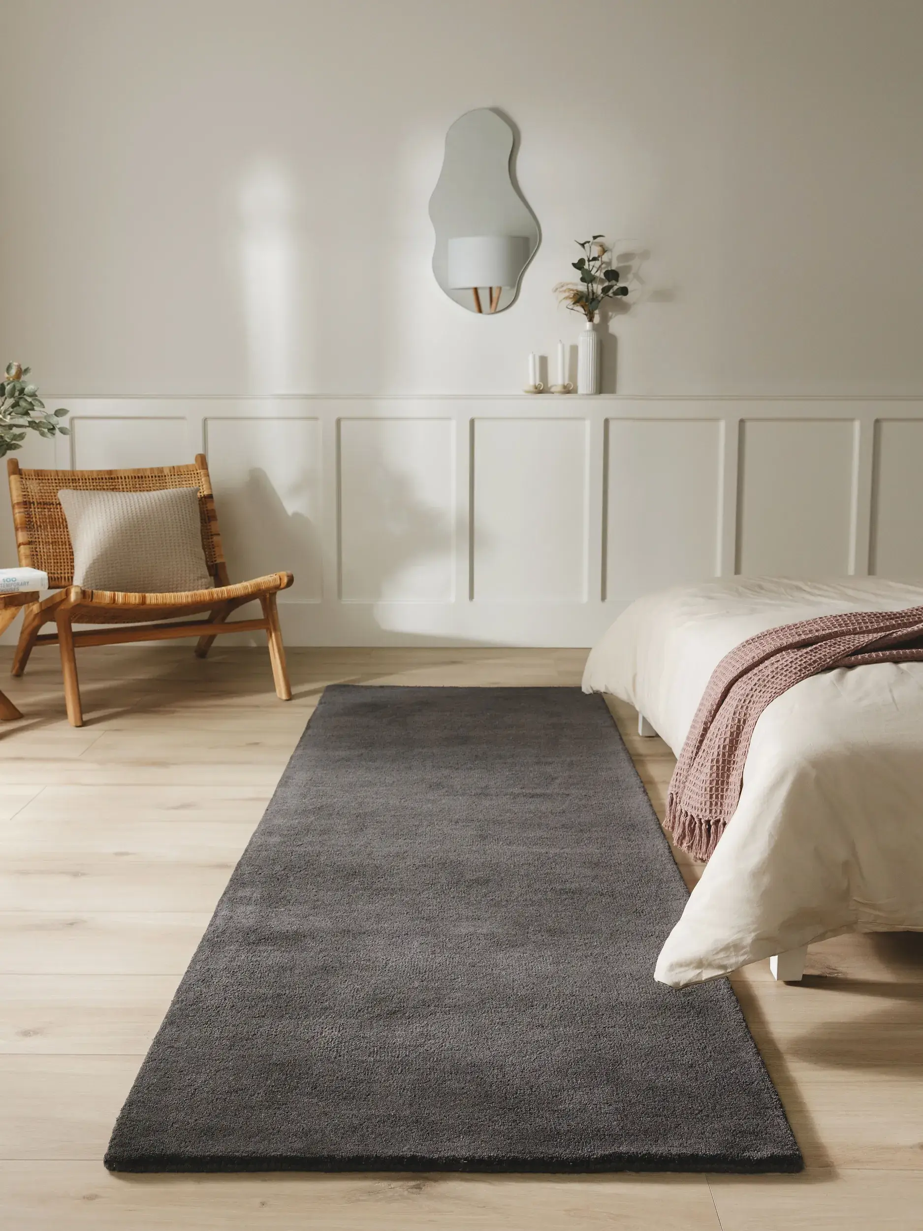 Tapis en 100% Laine en Gris avec une pile de 100% Laine de hauteur de benuta nest