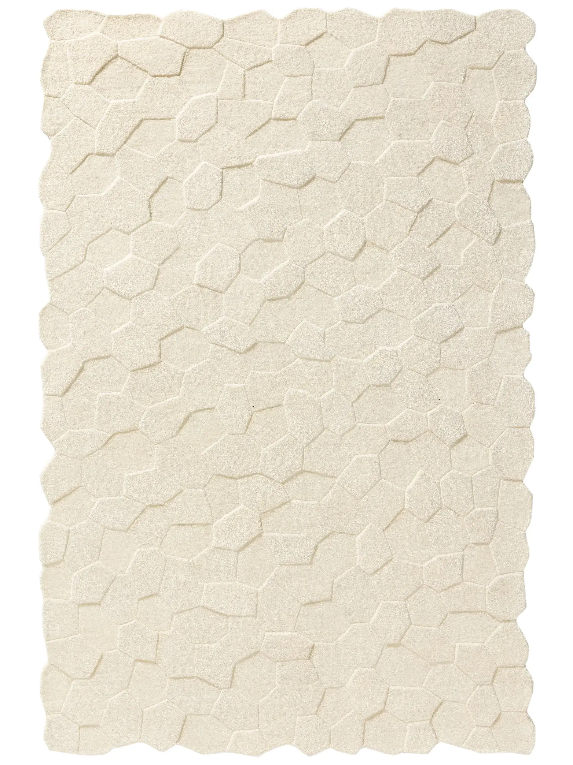 Tapis en 100% Laine (de Nouvelle-Zélande) en Blanc avec une pile de 100% Laine (de Nouvelle-Zélande) de hauteur de benuta pure