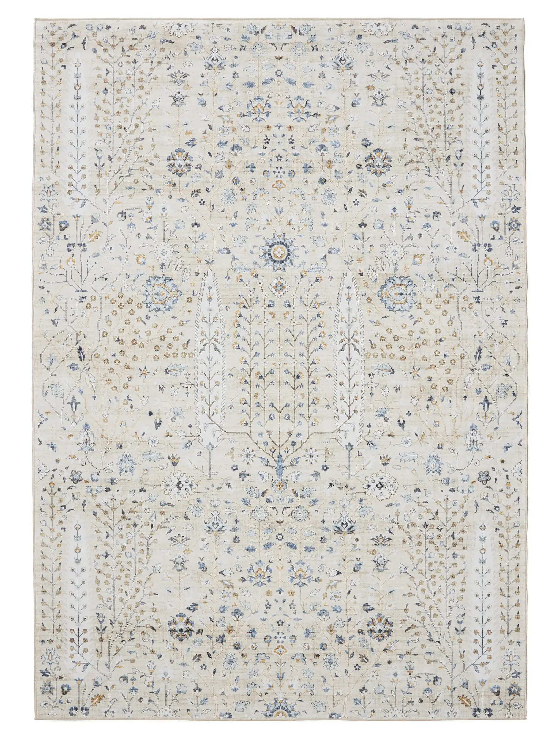 Rug made of 100% Polyester in Beige with a 100% Polyester high pile by benuta Basic