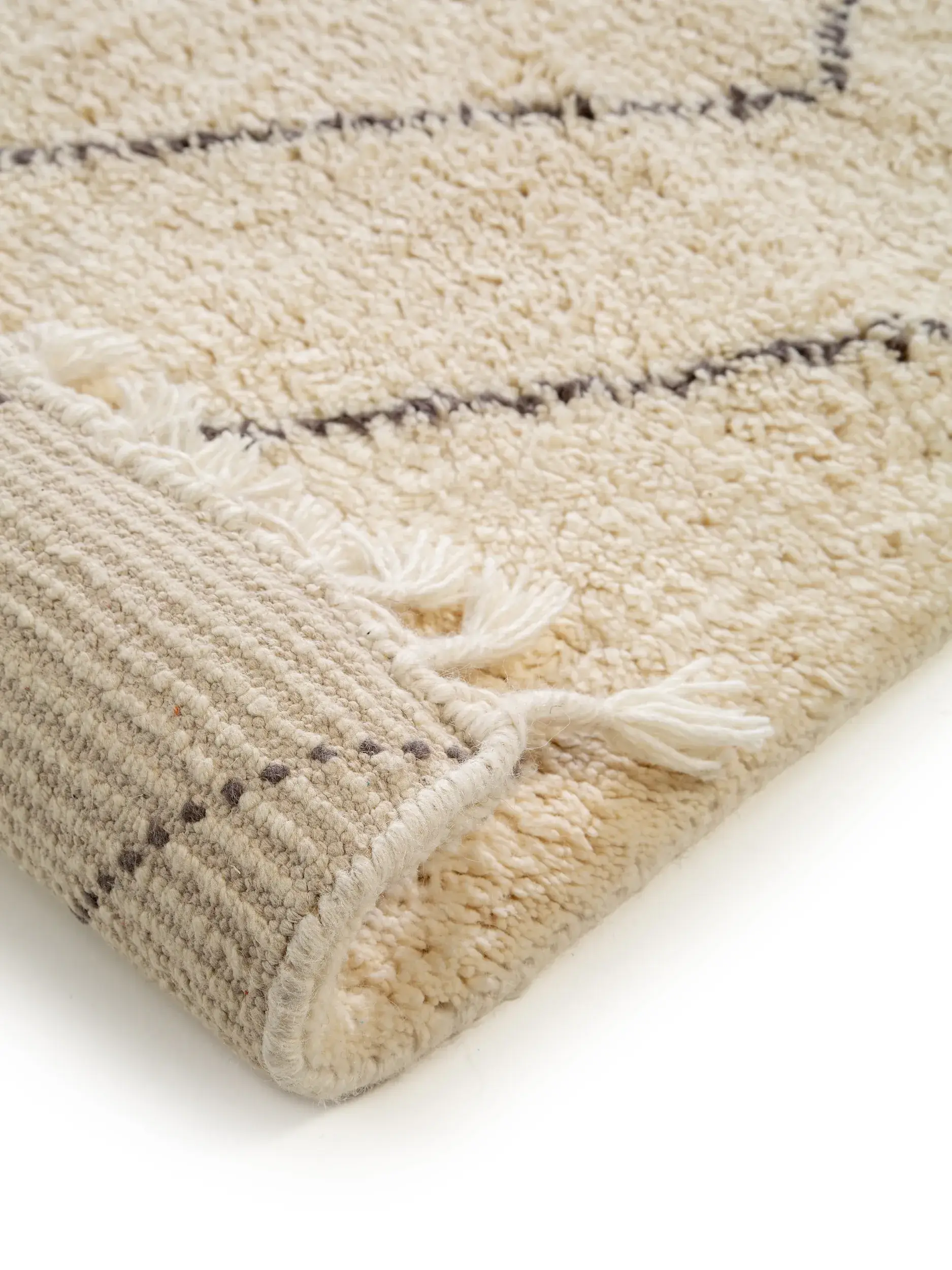 Matta av 100% Ull i Beige med 100% Ull hög lugg från benuta Finest
