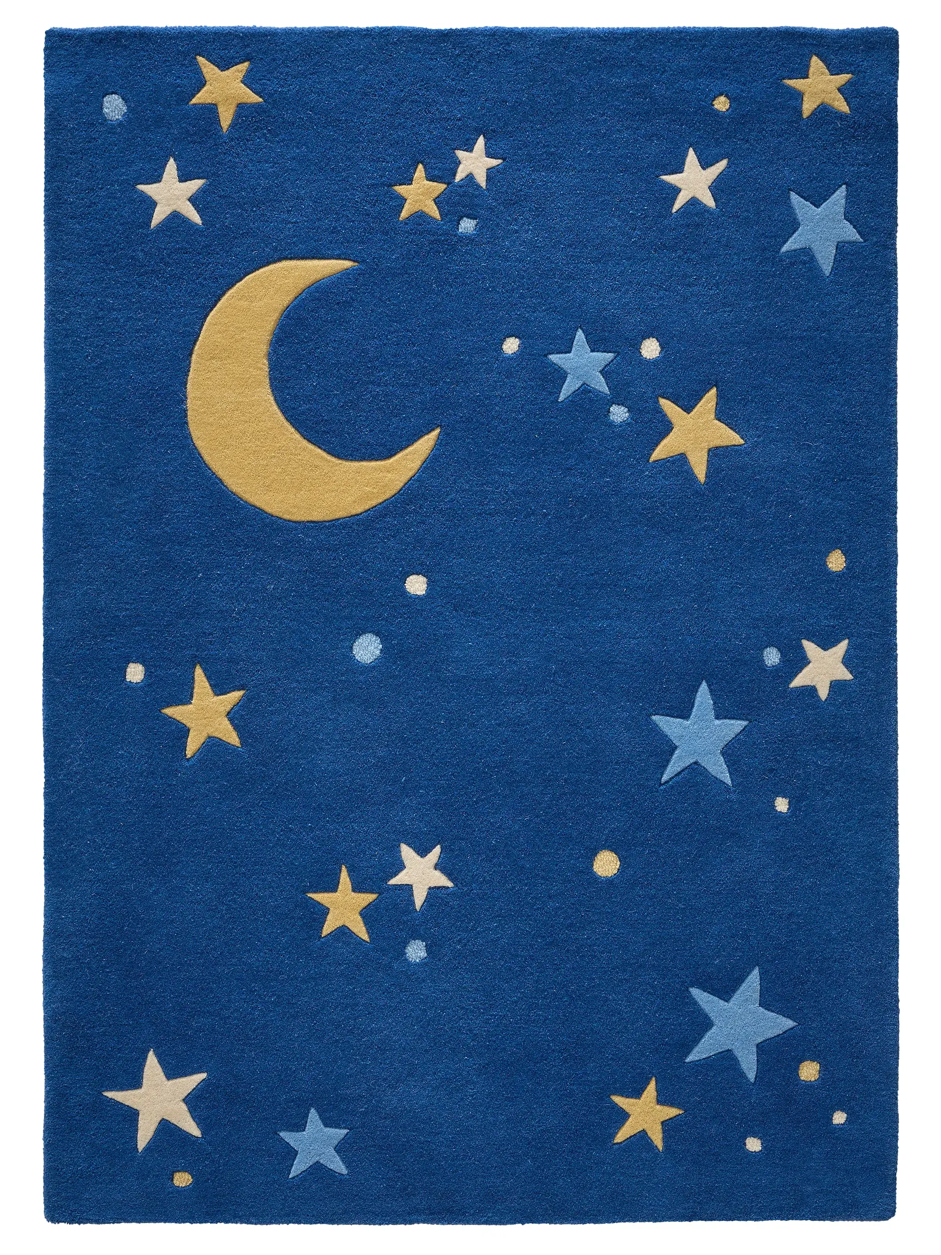Teppich aus 100% Wolle in Blau mit 100% Wolle hohem Flor von Lytte
