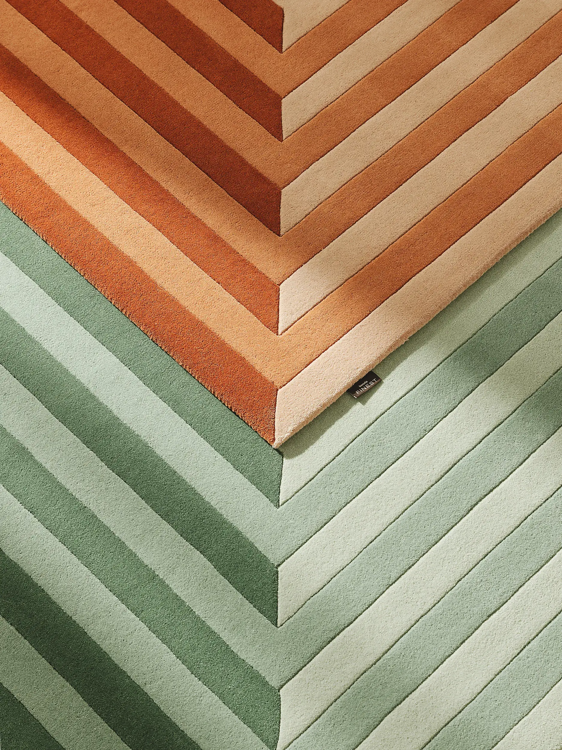 Tapis en 100% Laine en Vert avec une pile de 100% Laine de hauteur de benuta Finest