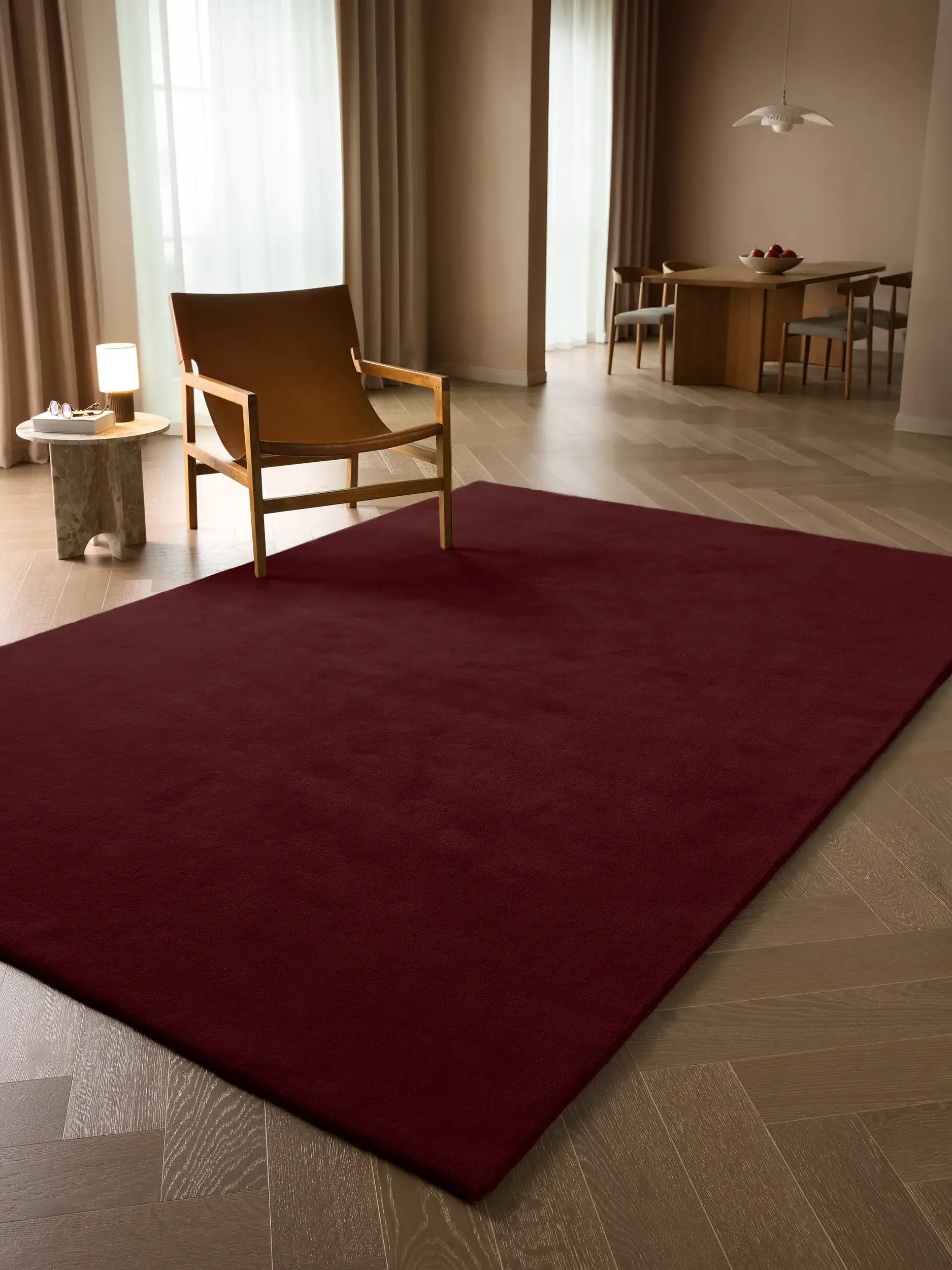 Teppich Mono aus 100% Wolle (aus Neuseeland) in Rot von benuta Finest