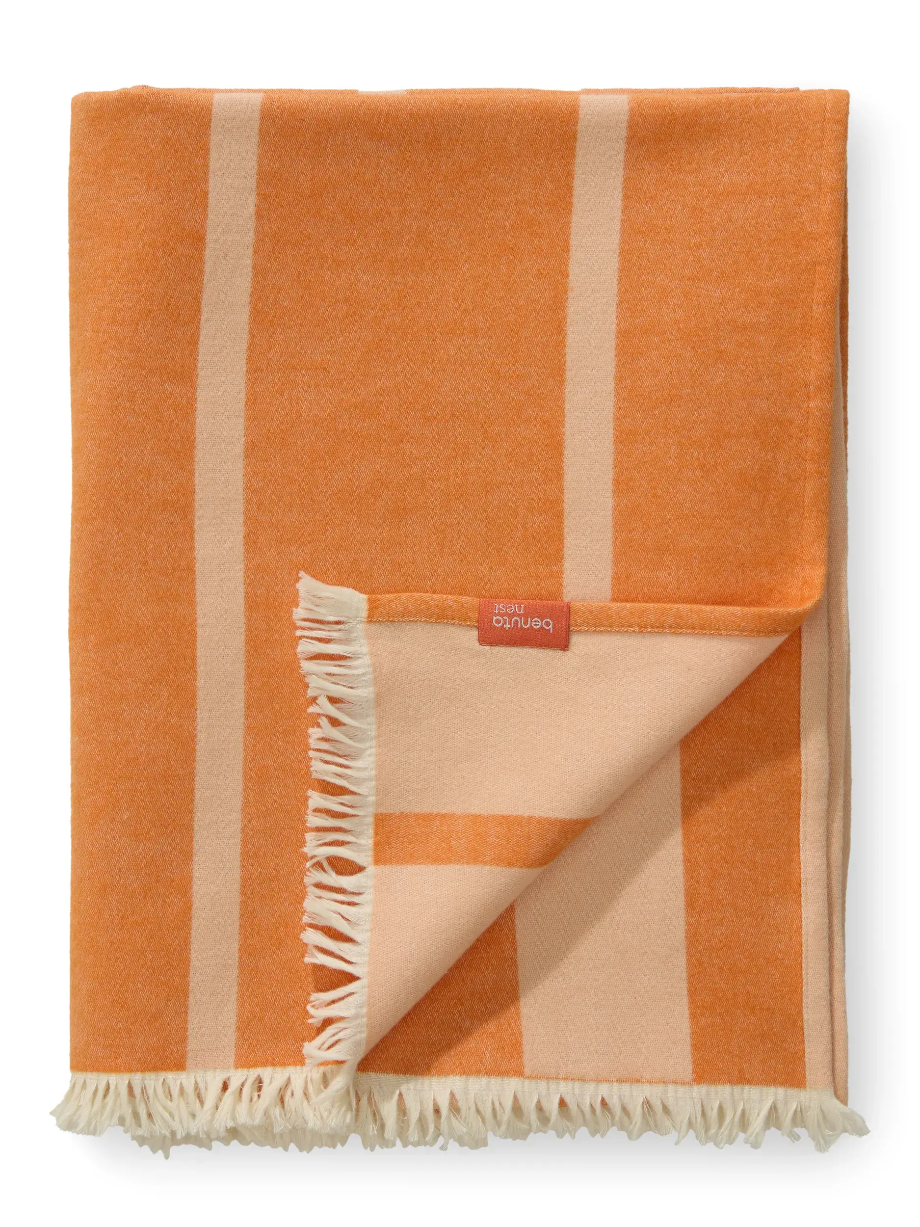Cotton Blanket Reed Orange by benuta Nest