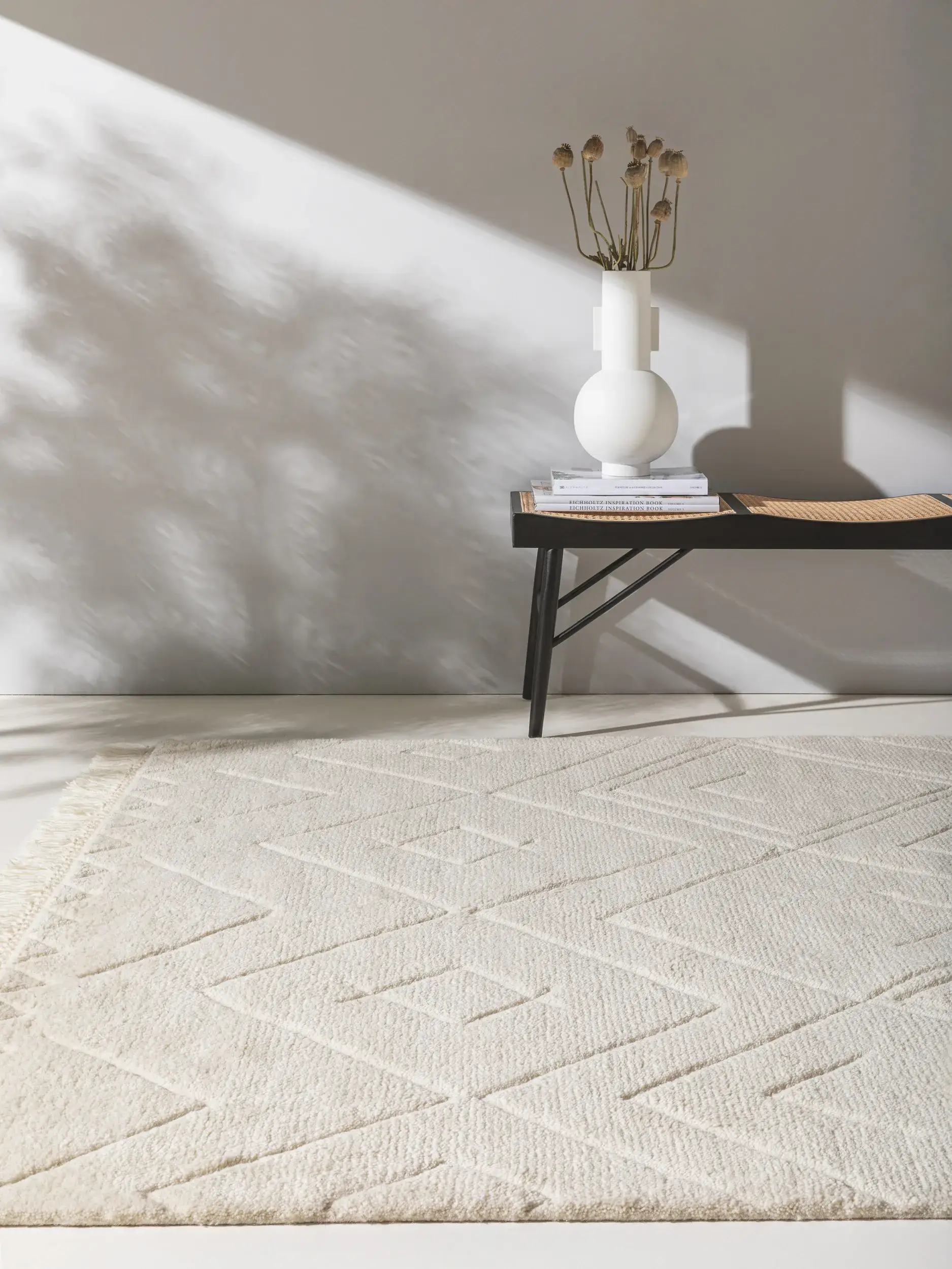 Alfombra de 100% Lana (de Nueva Zelanda) en Blanco con un pelo de {{Placeholder_Pile Height}} de altura de benuta Finest