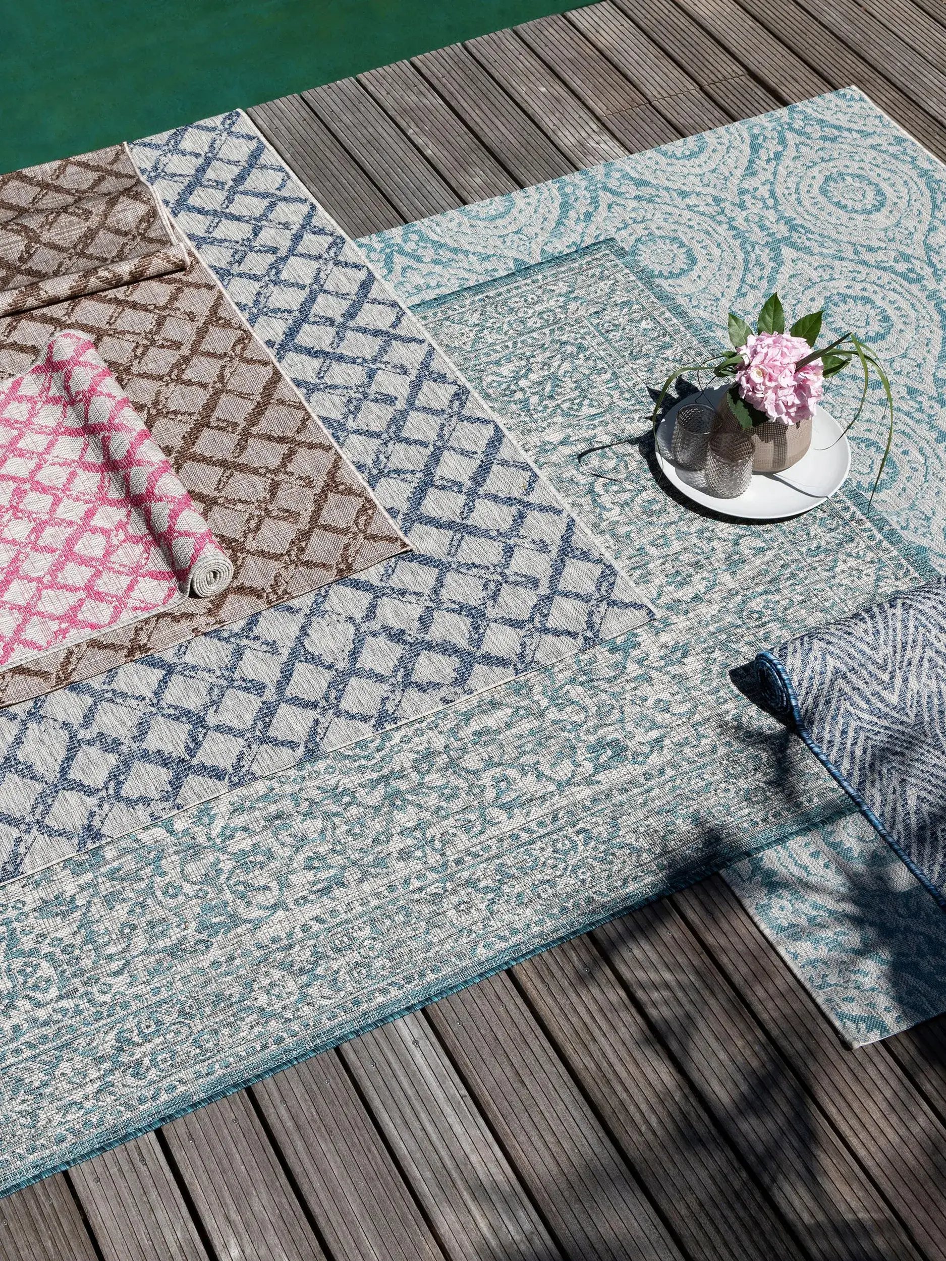 Teppich aus 100% Polypropylen in Blau mit 100% Polypropylen hohem Flor von benuta