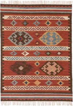 Handgewebter Kelim Zohra Multicolor/Rot