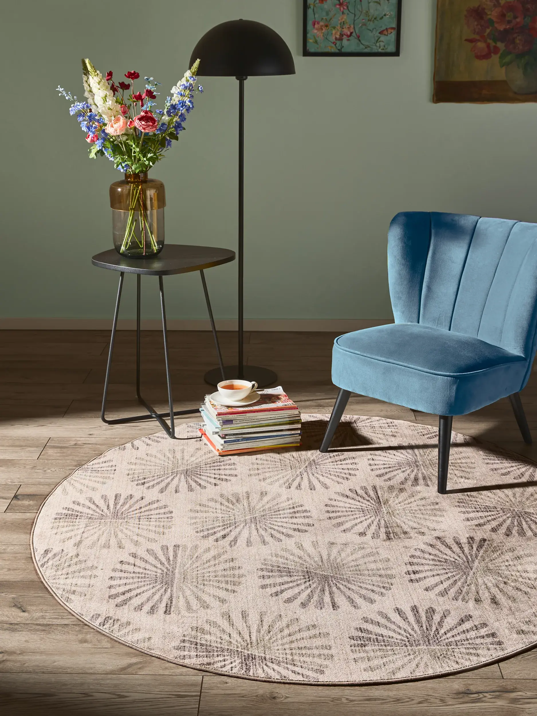 Teppich aus 100% Polyester in Beige mit 100% Polyester hohem Flor von benuta Nest