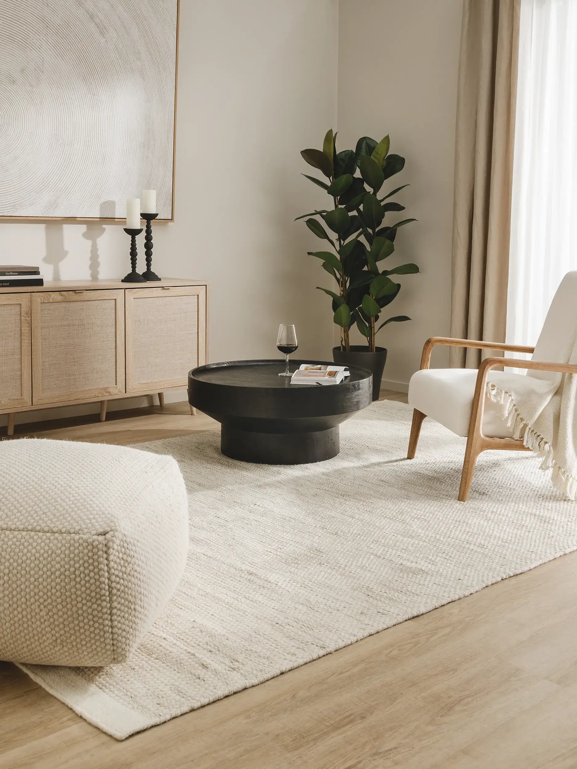 Teppich aus 80% Wolle, 20% Baumwolle in Beige mit 80% Wolle, 20% Baumwolle hohem Flor von benuta Pure