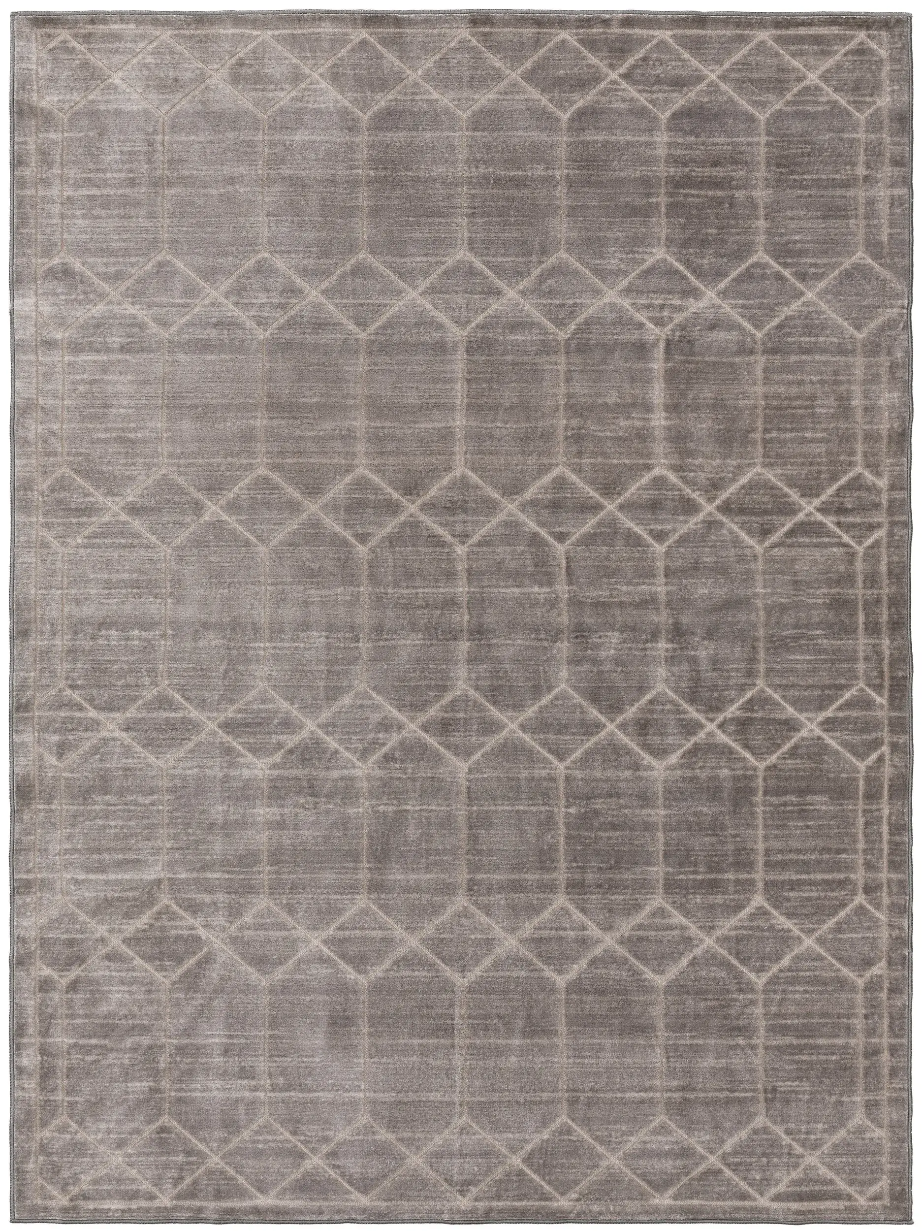 Matta av 100% Polyester i Grå med 100% Polyester hög lugg från benuta