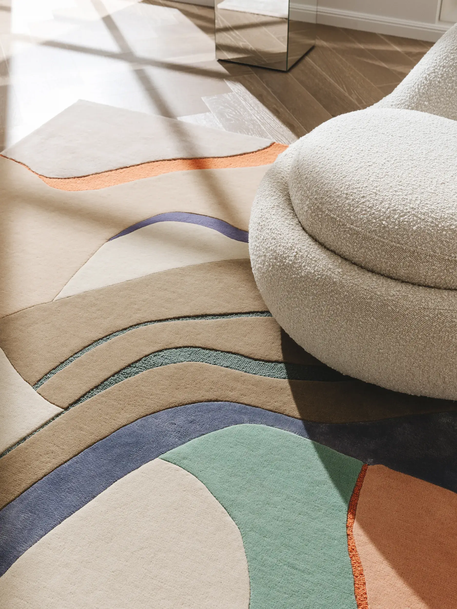 Teppich aus 85% Wolle, 15% Lyocell (Tencel™) in Multicolor mit 85% Wolle, 15% Lyocell (Tencel™) hohem Flor von benuta Finest