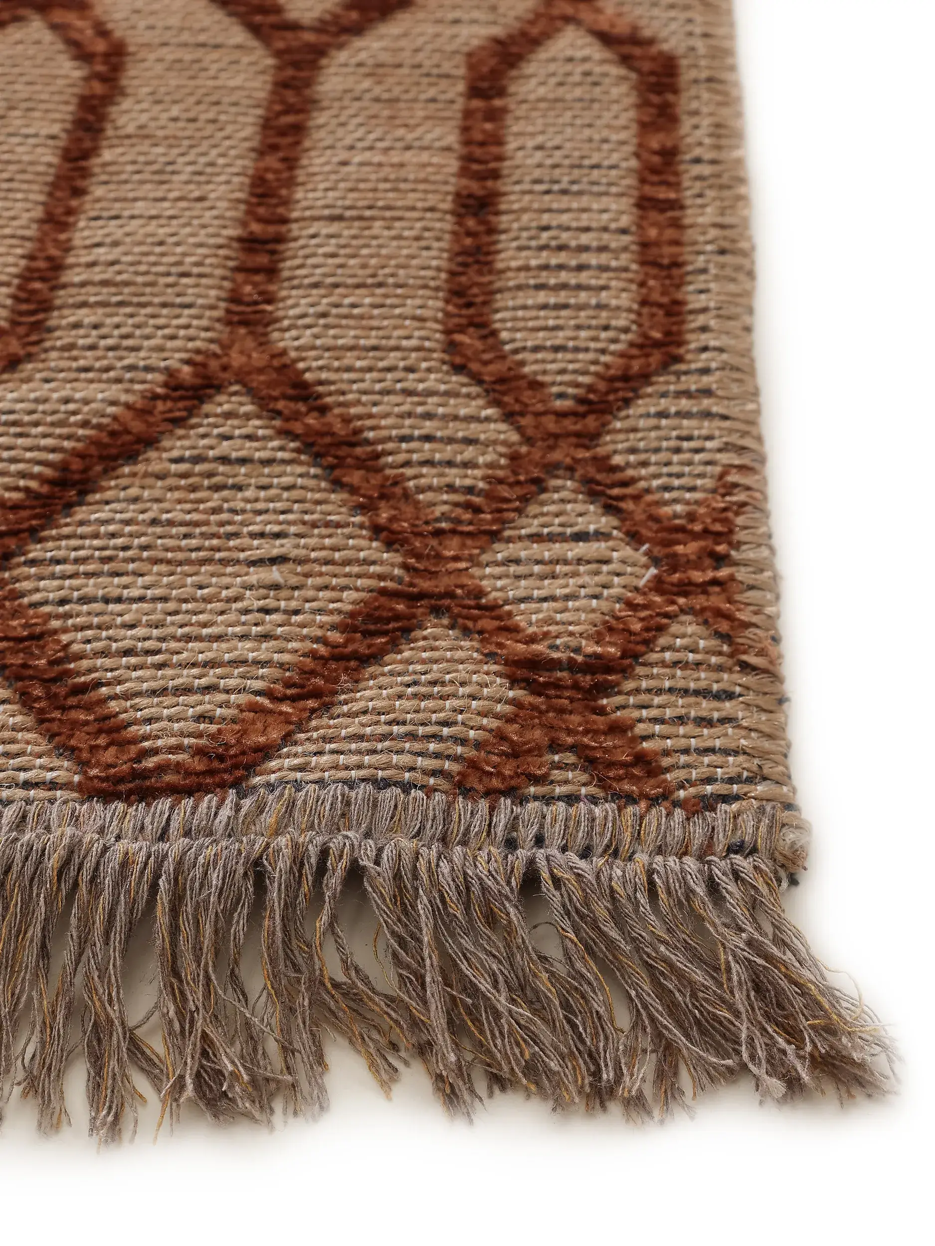 Tapijt van 55% Katoen (gerecycled), 30% Jute, 15% Polyester in Beige met een 55% Katoen (gerecycled), 30% Jute, 15% Polyester hoge pool van benuta pure